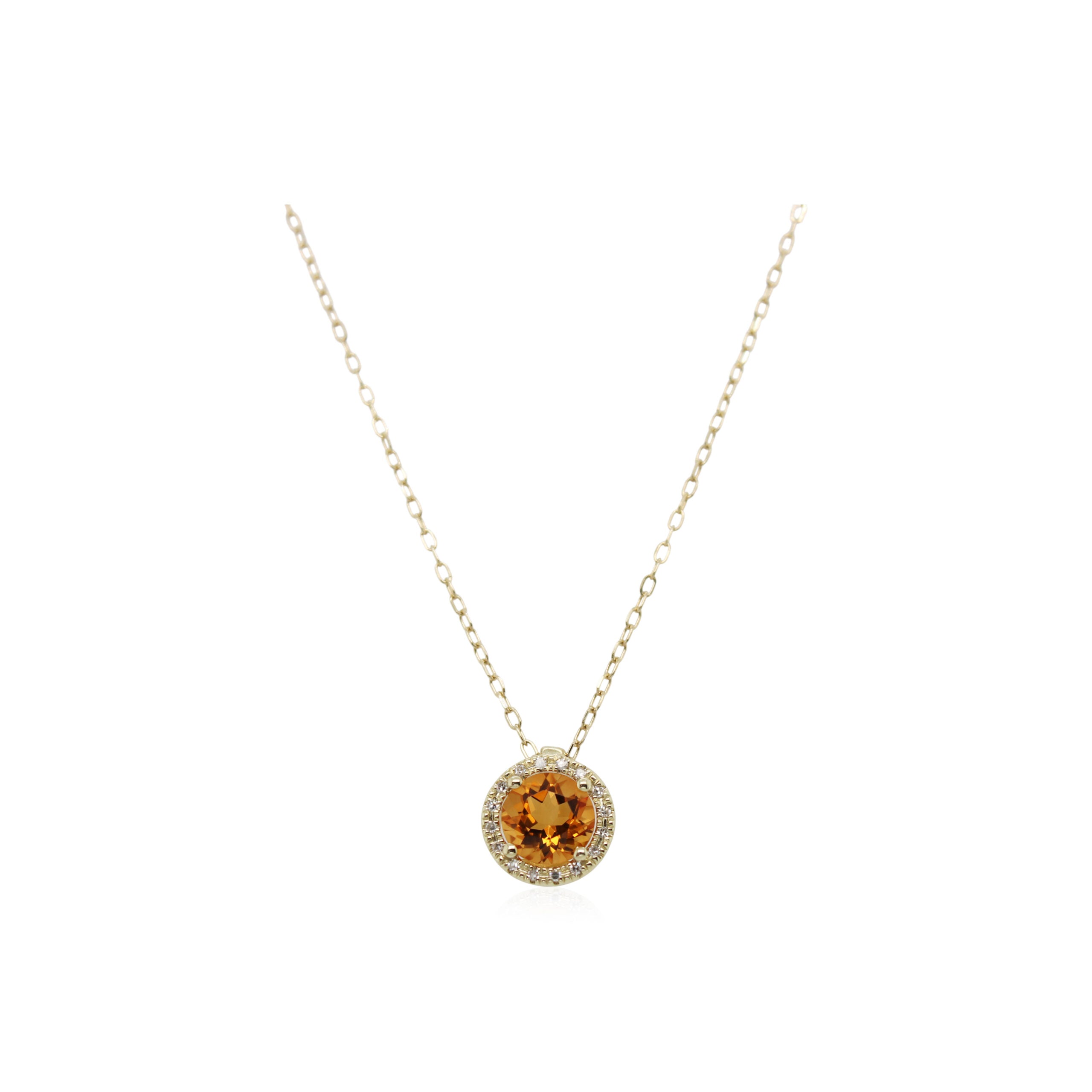 Yellow Gold Citrine and Diamond Pendant