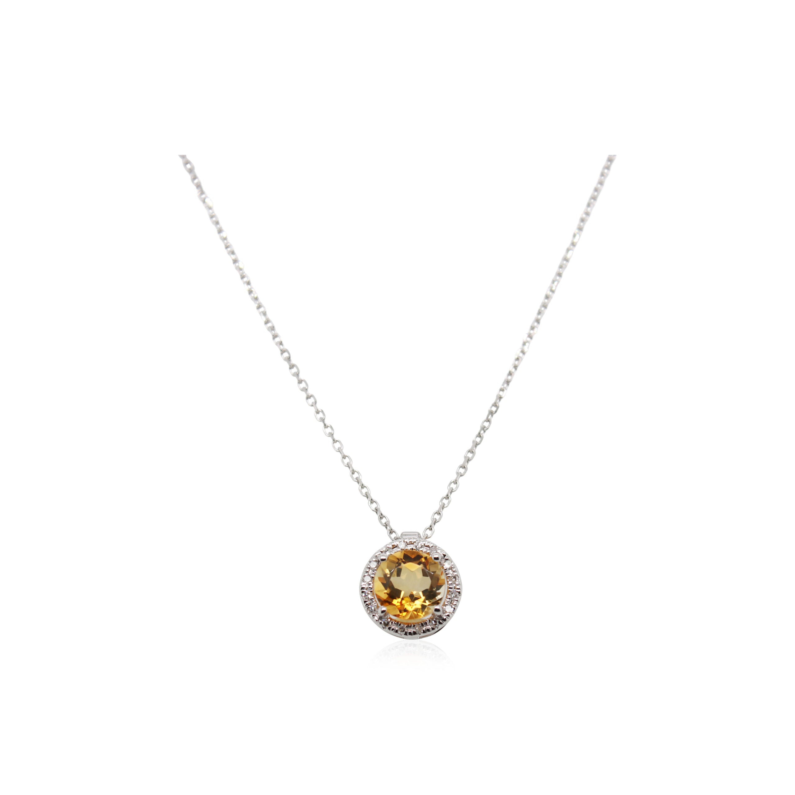 1.00ct Round Citrine and Diamond Pendant