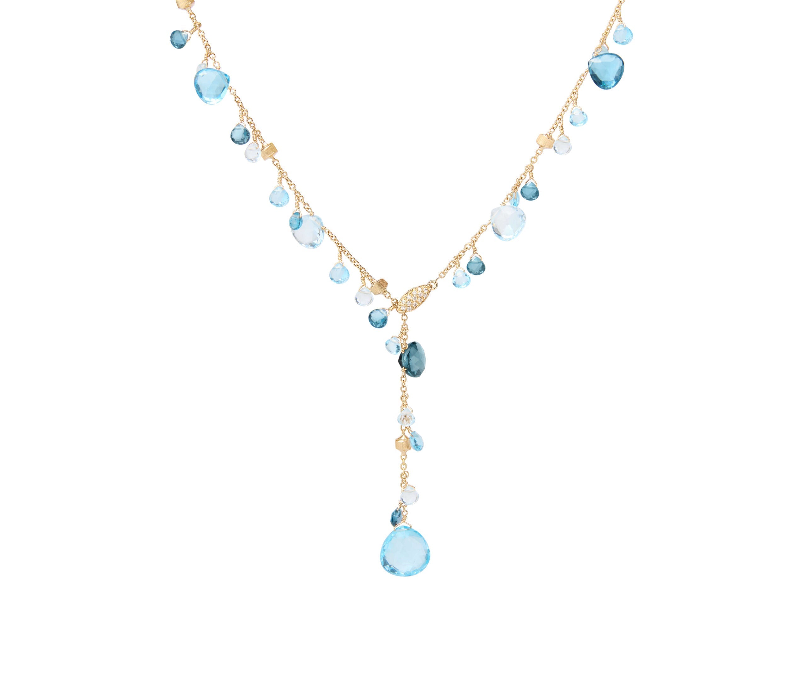 Marco Bicego Paradise Collection 18k Yellow Gold Mixed Topaz Lariat Necklace
