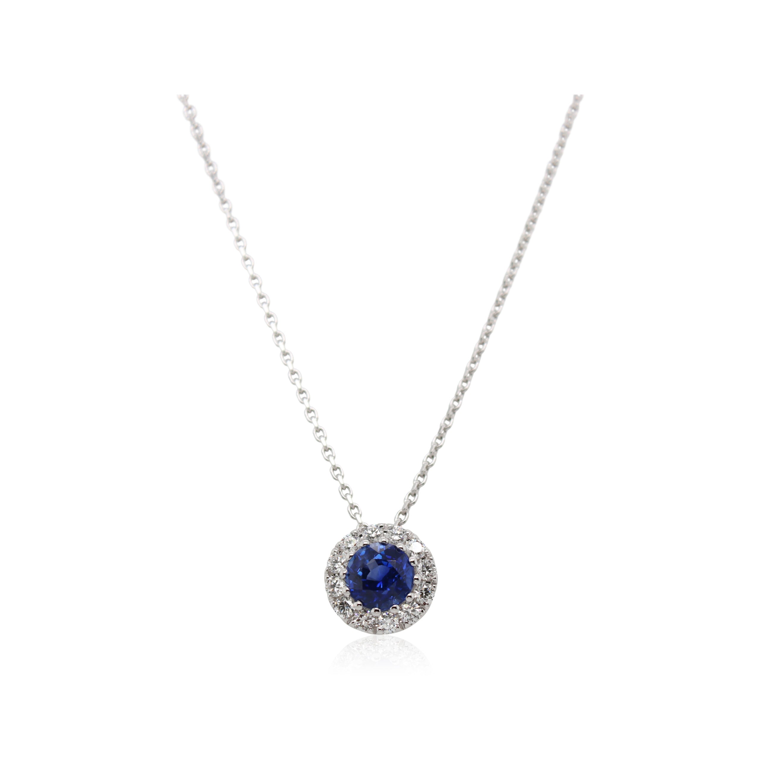 1.22ct Round Sapphire and Diamond Pendant