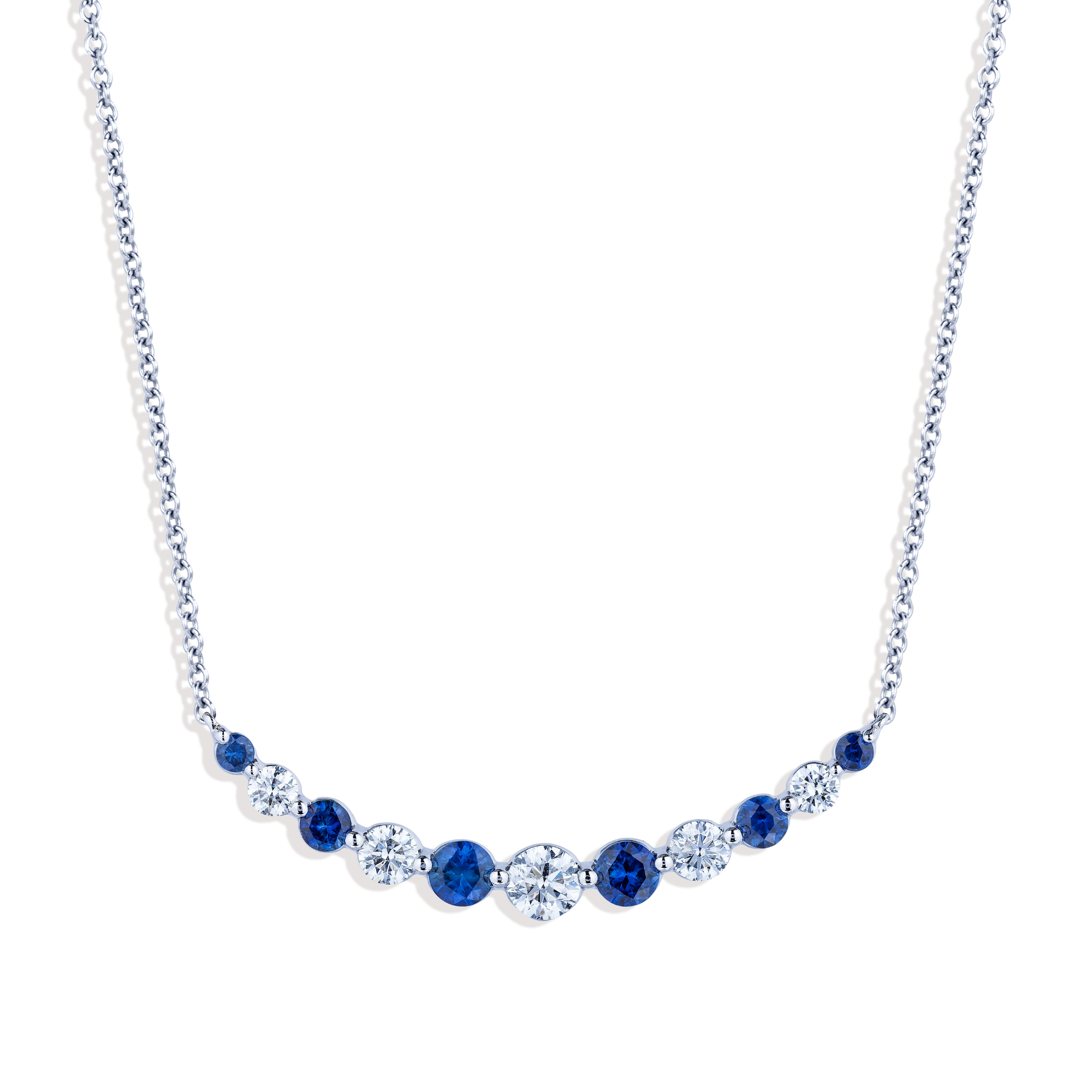 Curved Sapphire and Diamond Necklace