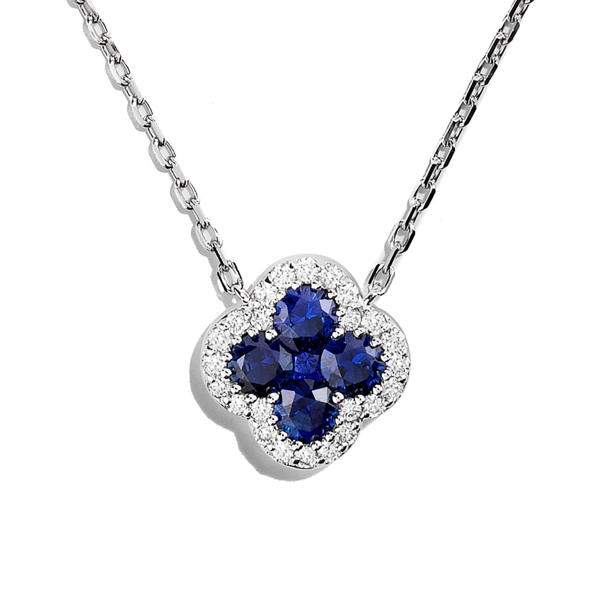Sapphire and Diamond Floral Pendant