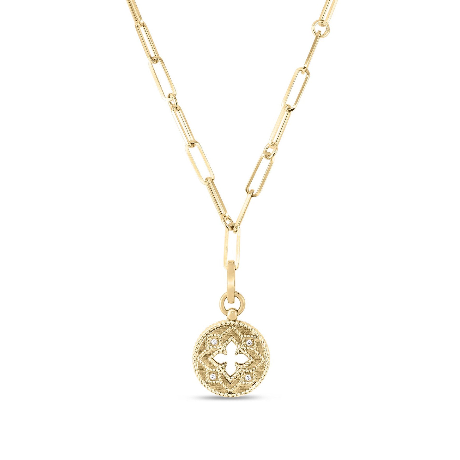 Roberto Coin Diamond Venetian Princess Small Medal Necklace