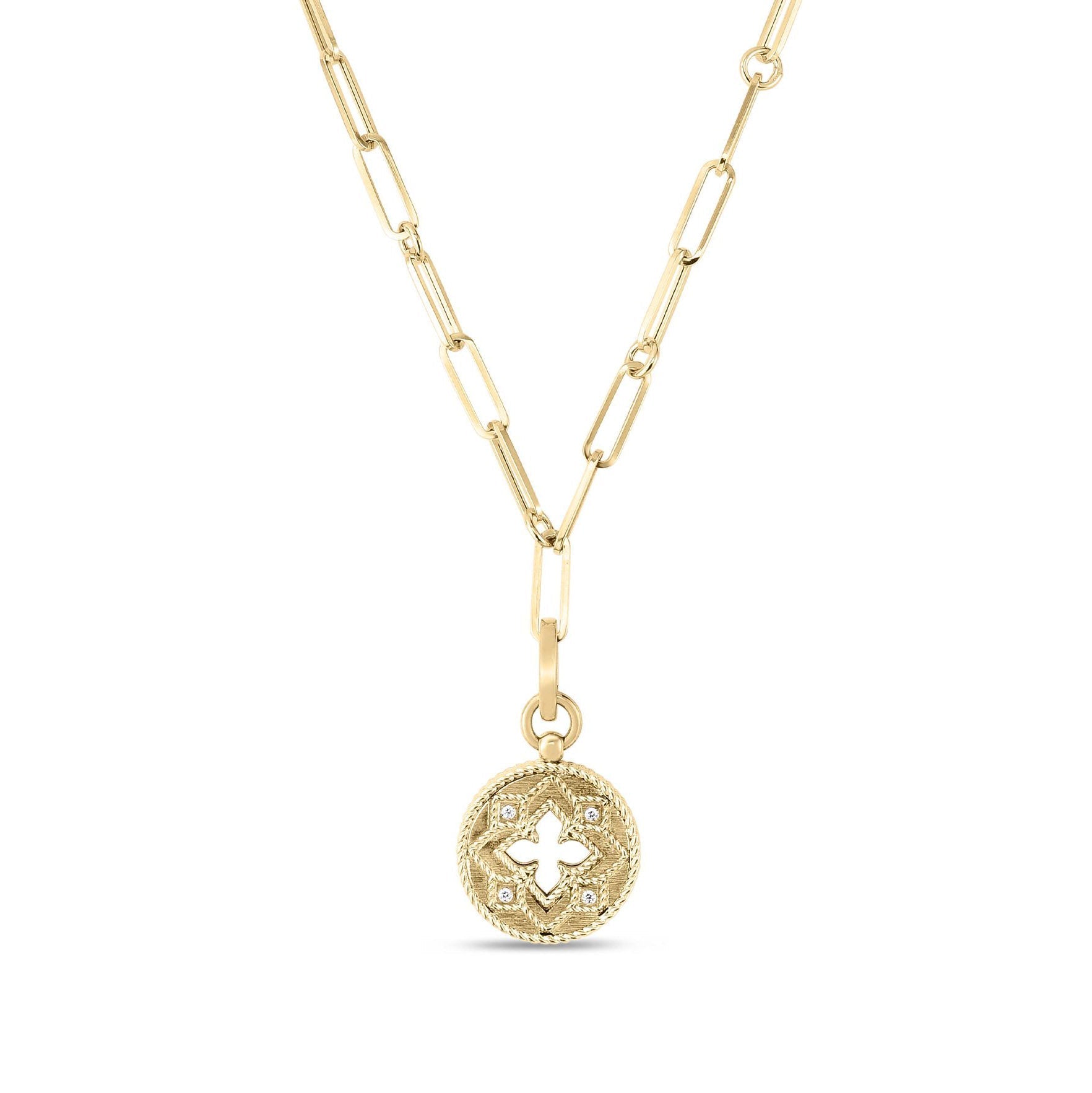 Roberto Coin Diamond Venetian Princess Small Medal Necklace