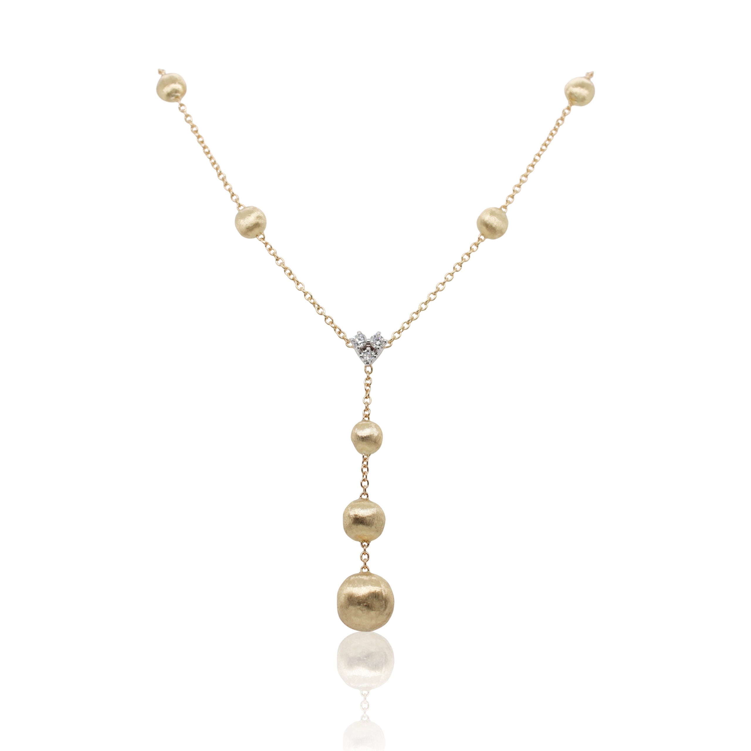 Marco Bicego Africa Collection 18 Karat Yellow Gold And Diamond Station Lariat Necklace