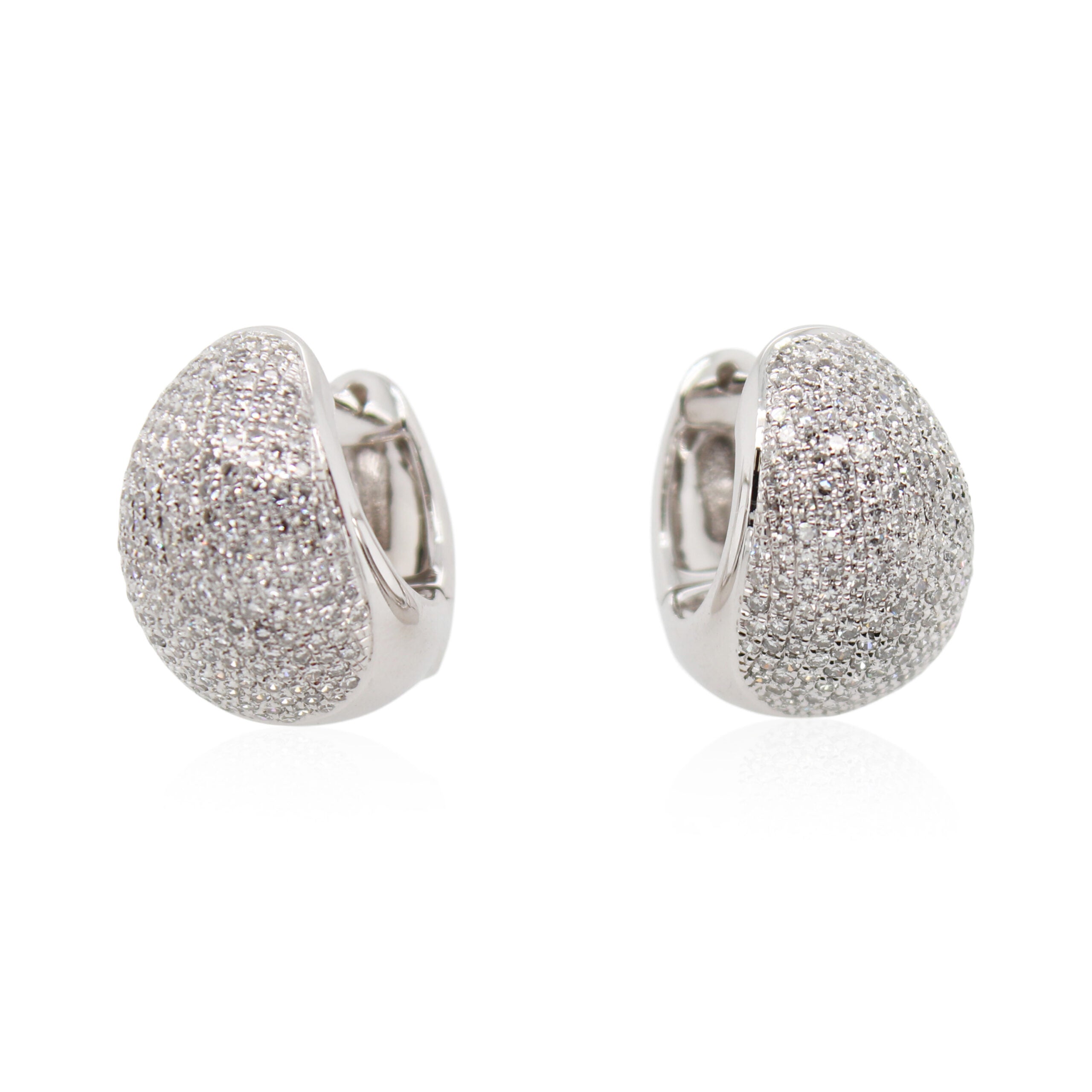 White Gold Pavé Diamond Huggie Hoops