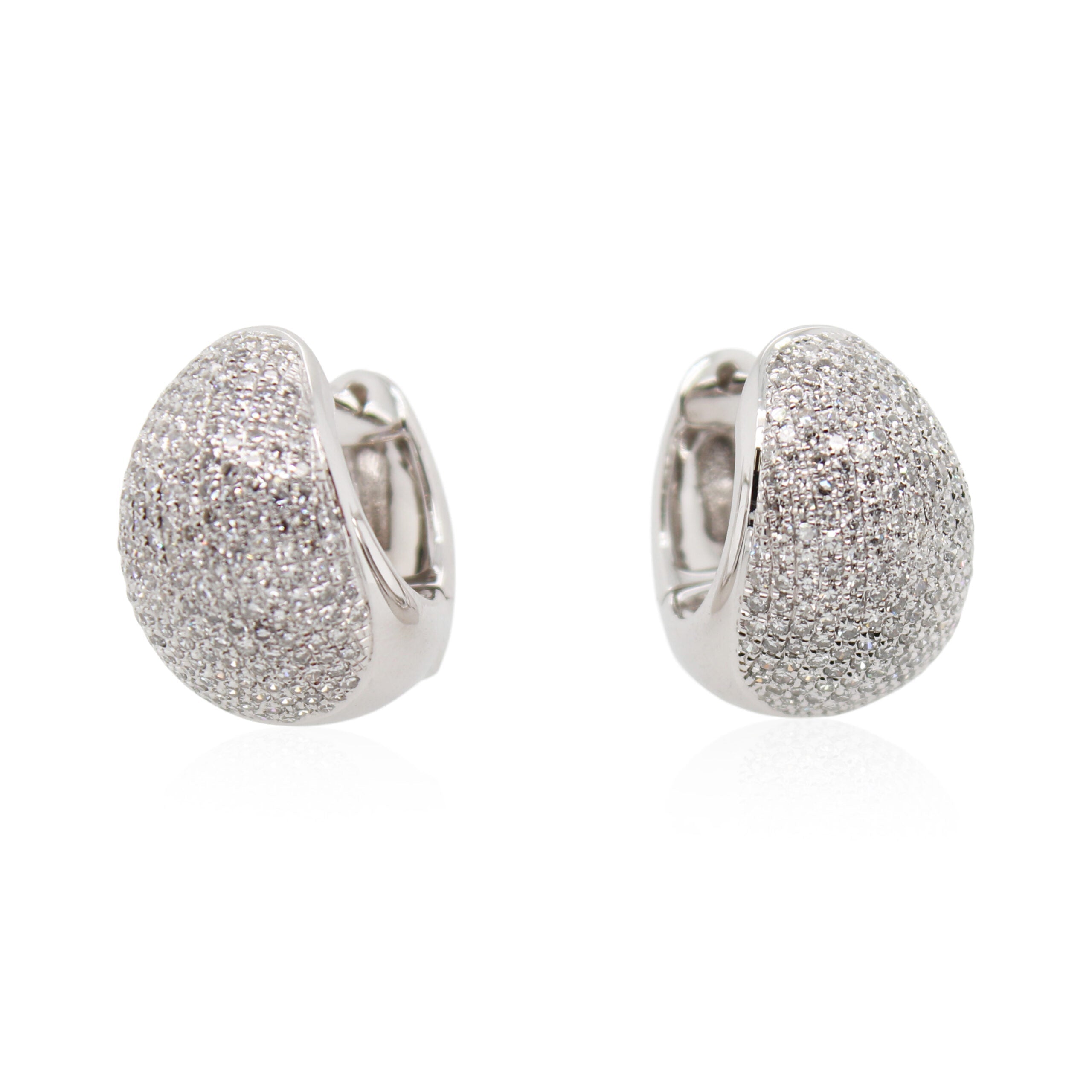 White Gold Pavé Diamond Huggie Hoops