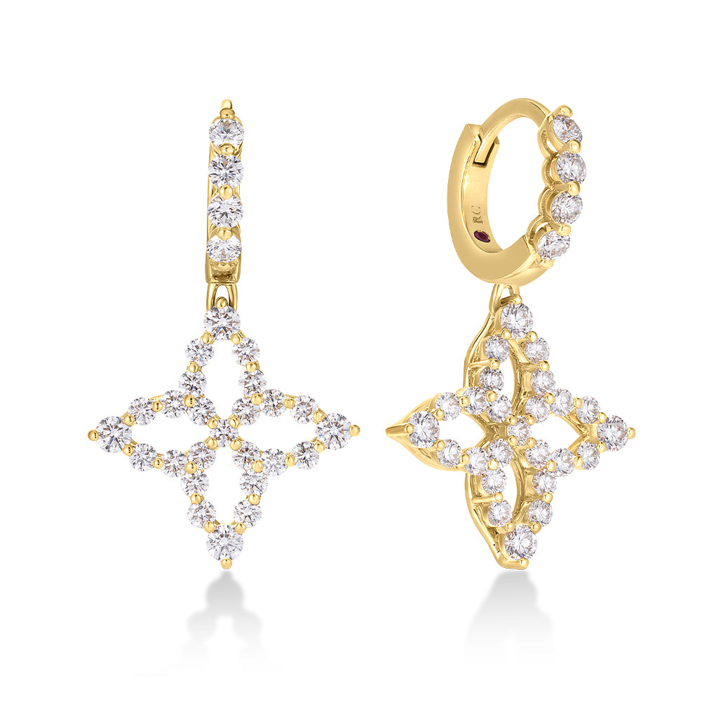Roberto Coin Diamond Flower Drop Earrings