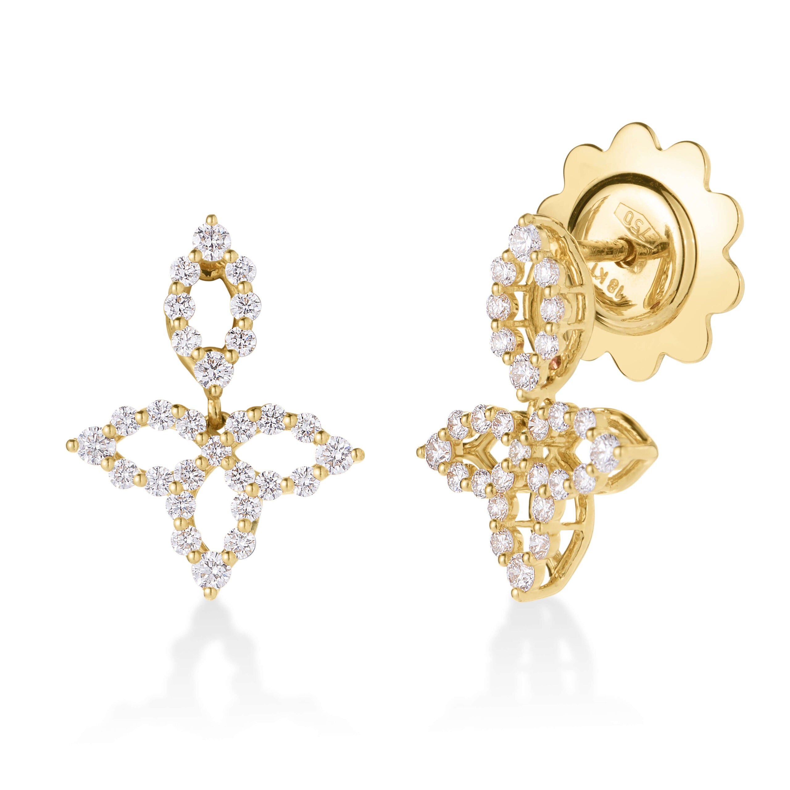 Roberto Coin Yellow Gold Diamond Petal Earrings