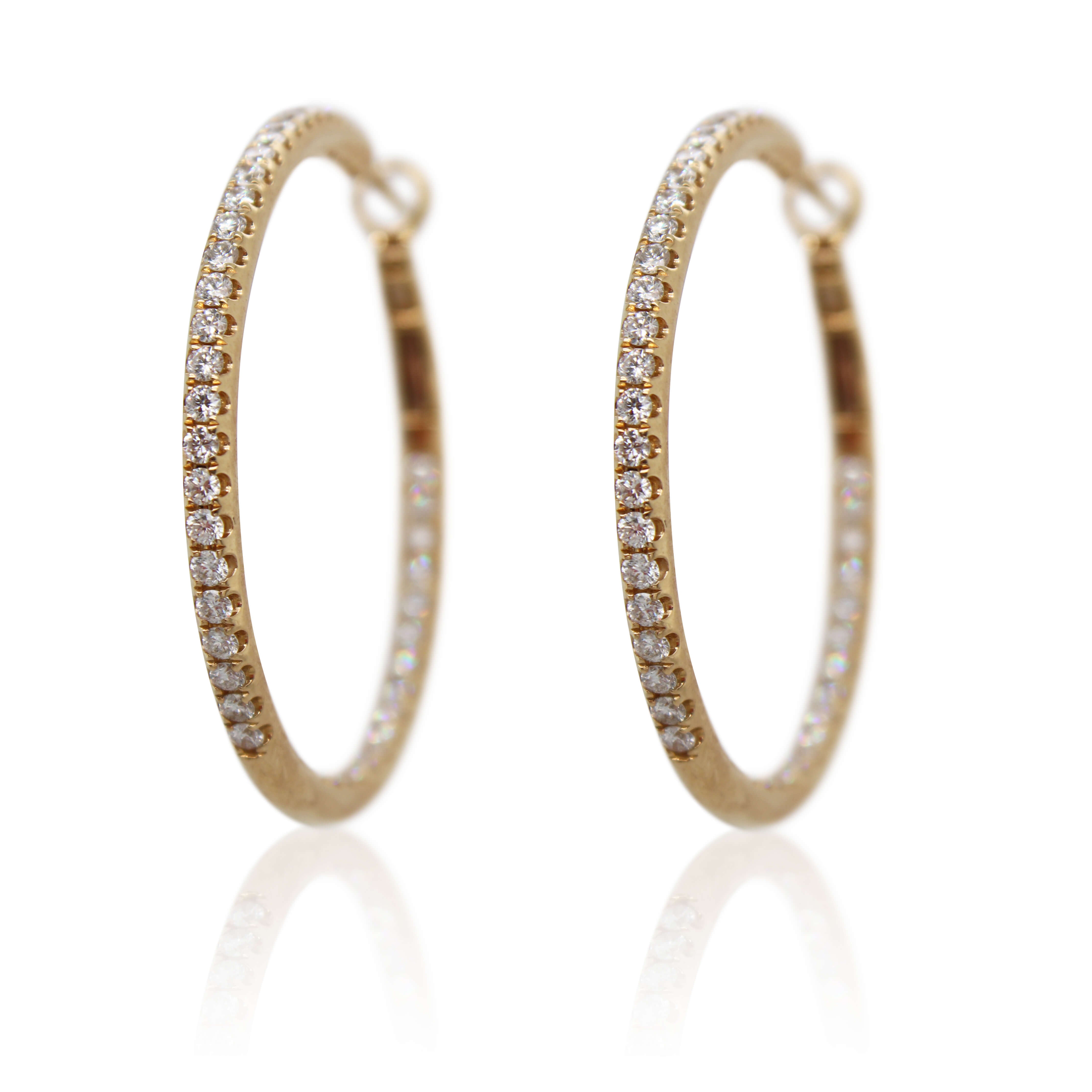 Yellow Gold In/Out Diamond Hoop Earrings