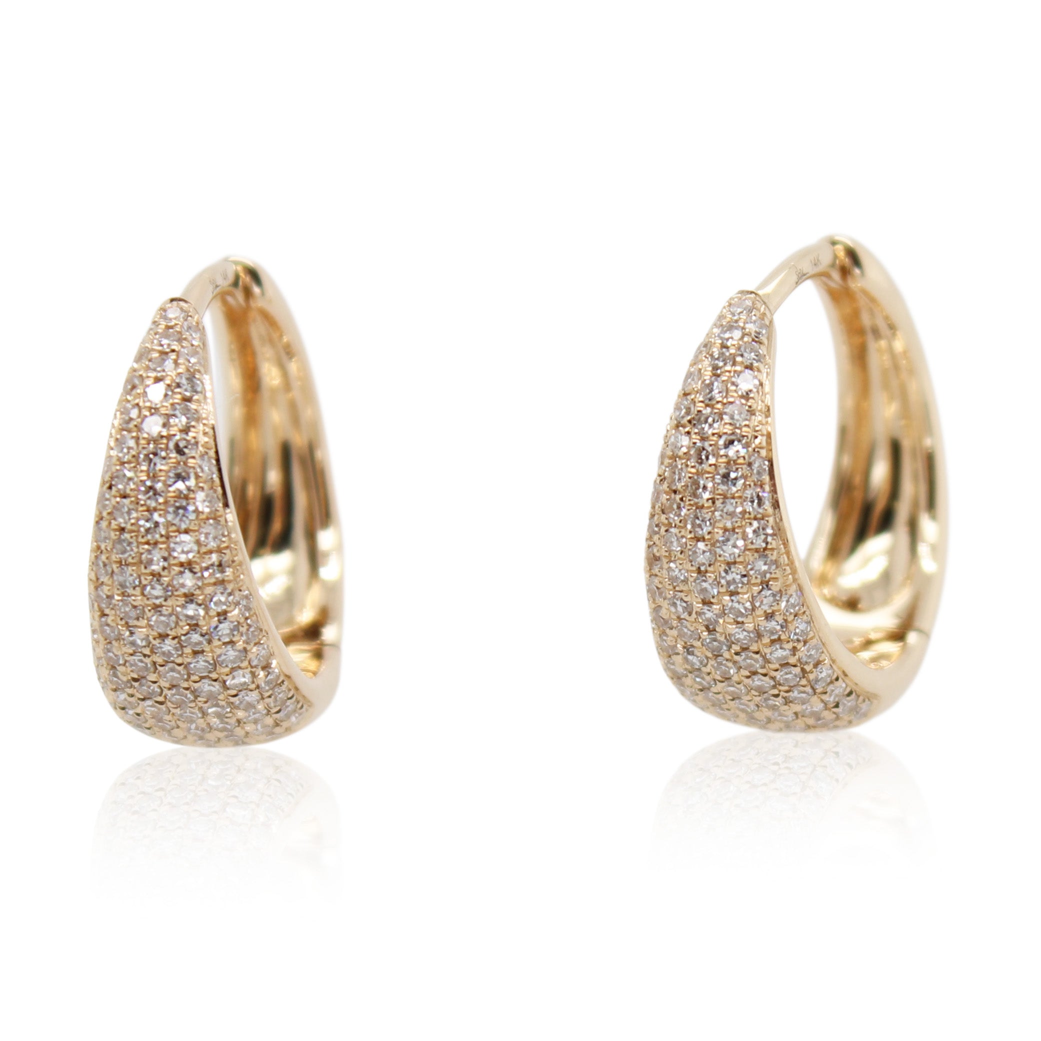 Yellow Gold Pavé Diamond Huggie Hoops
