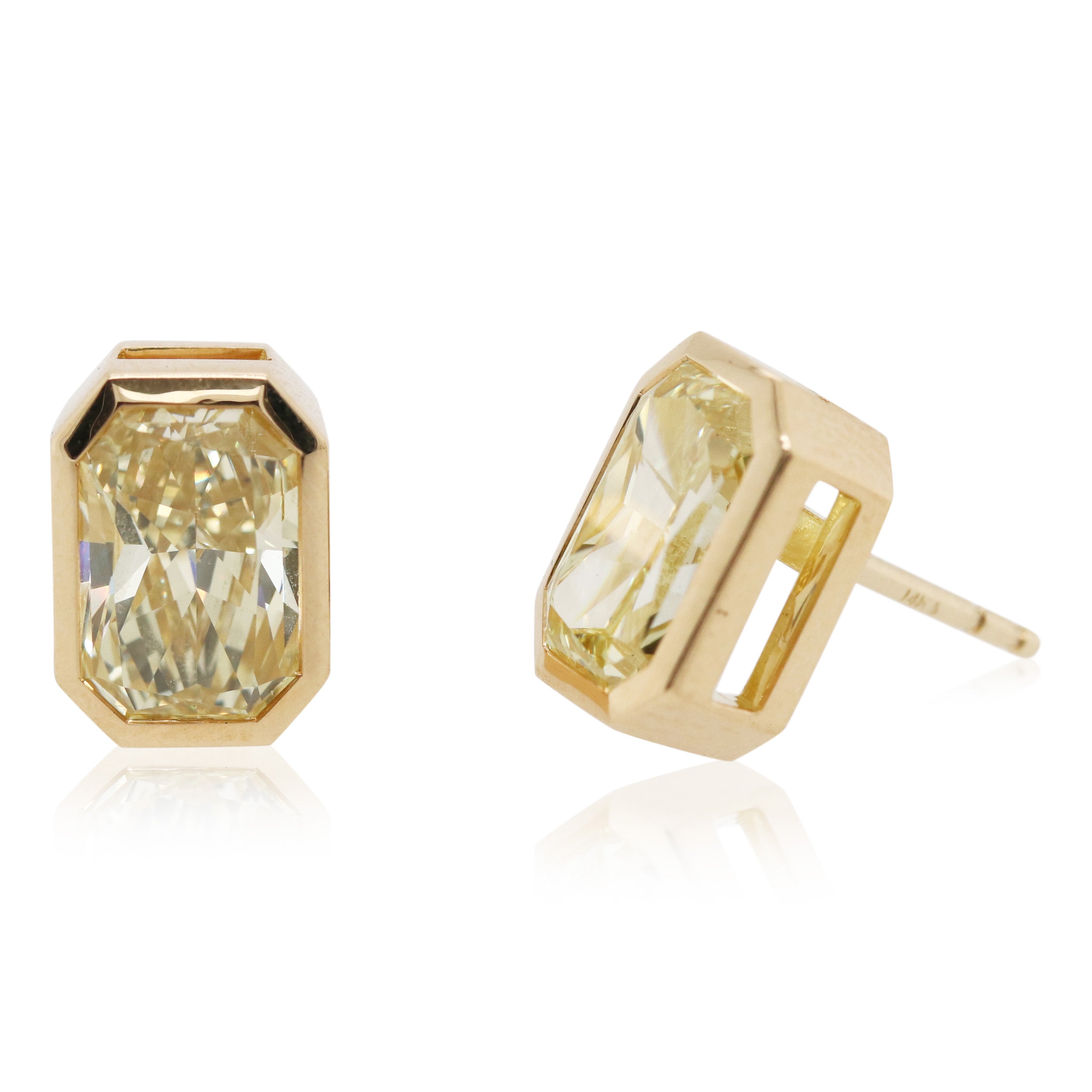 Bezel Set Fancy Yellow Diamond Earrings