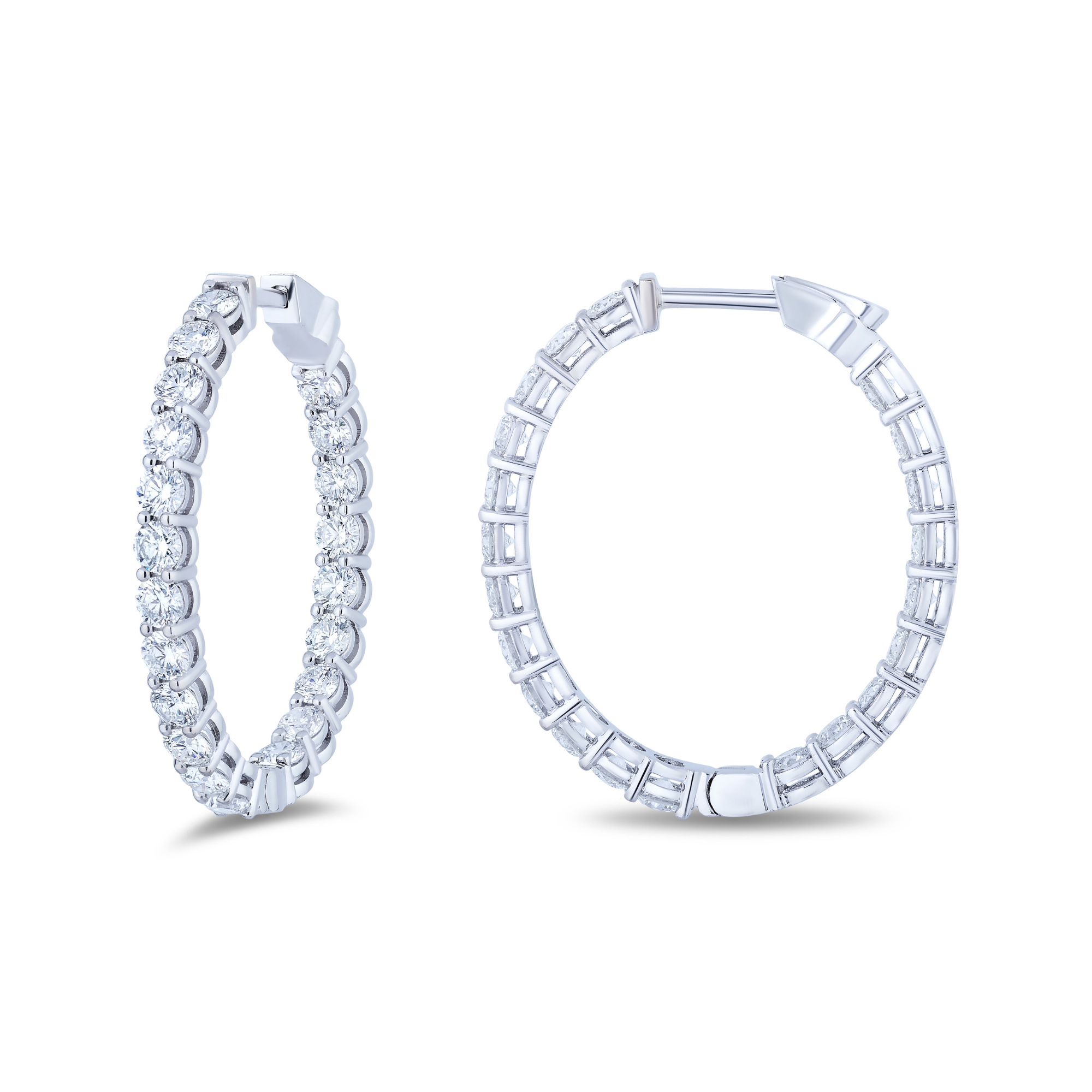 White Gold In/Out Diamond Hoops