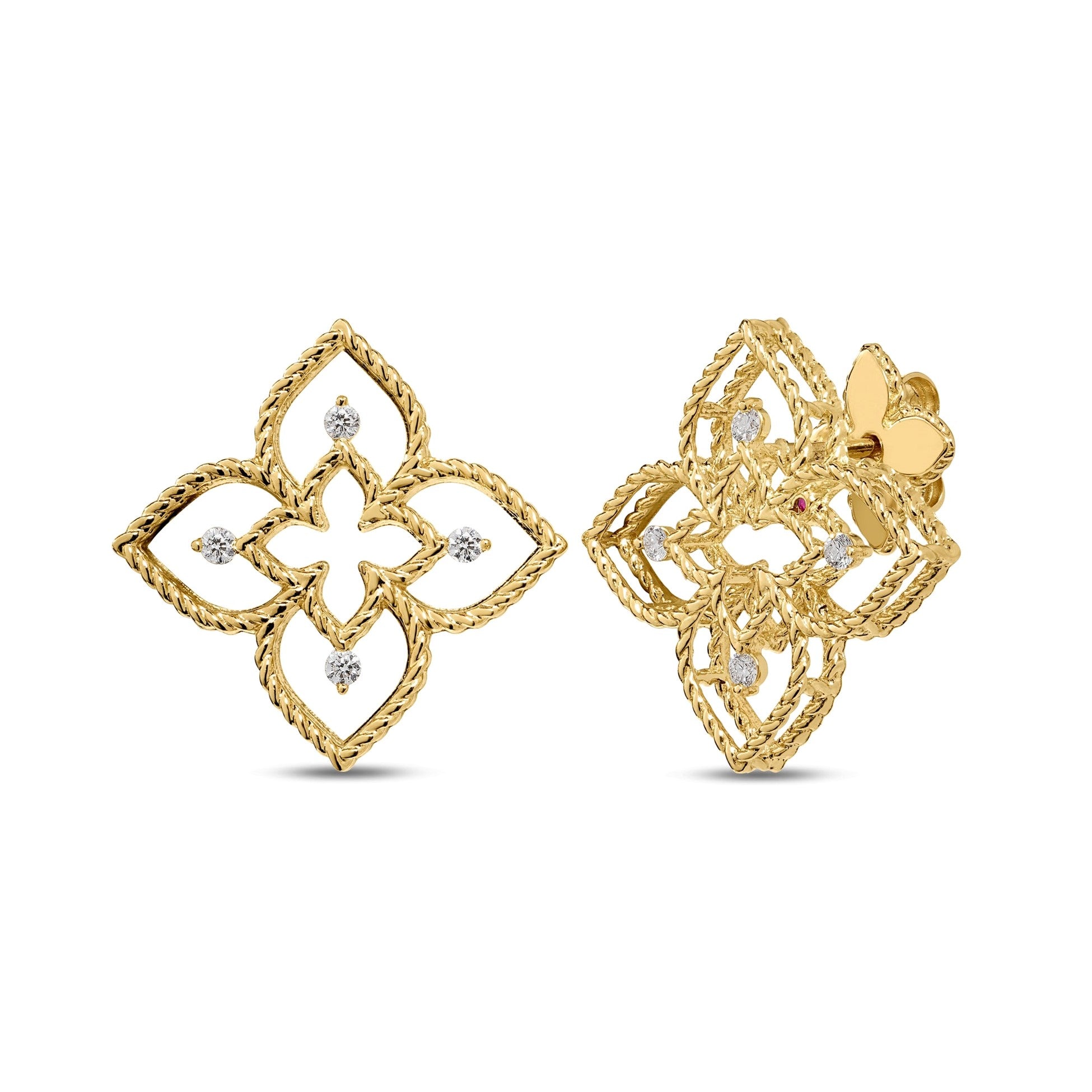 Roberto Coin Diamond Princess Flower Stud Earrings