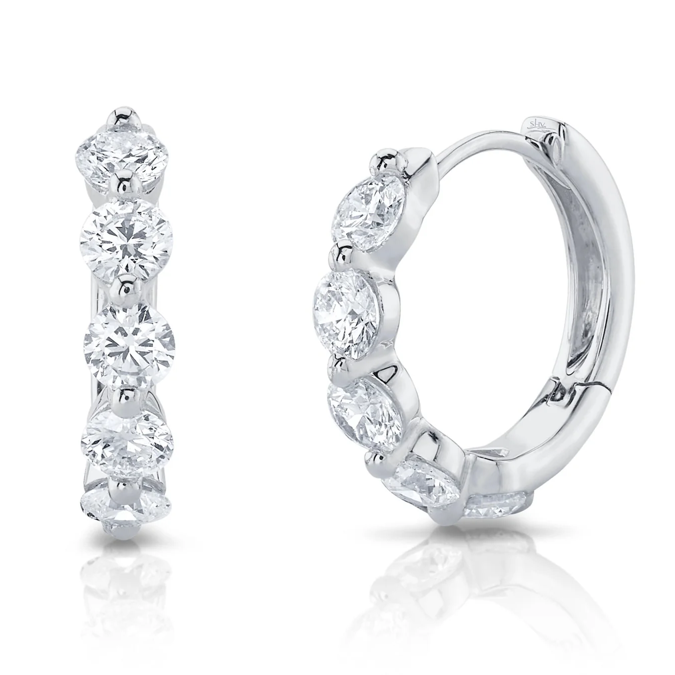 0.92ct Total Weight Diamond White Gold Huggie Hoops