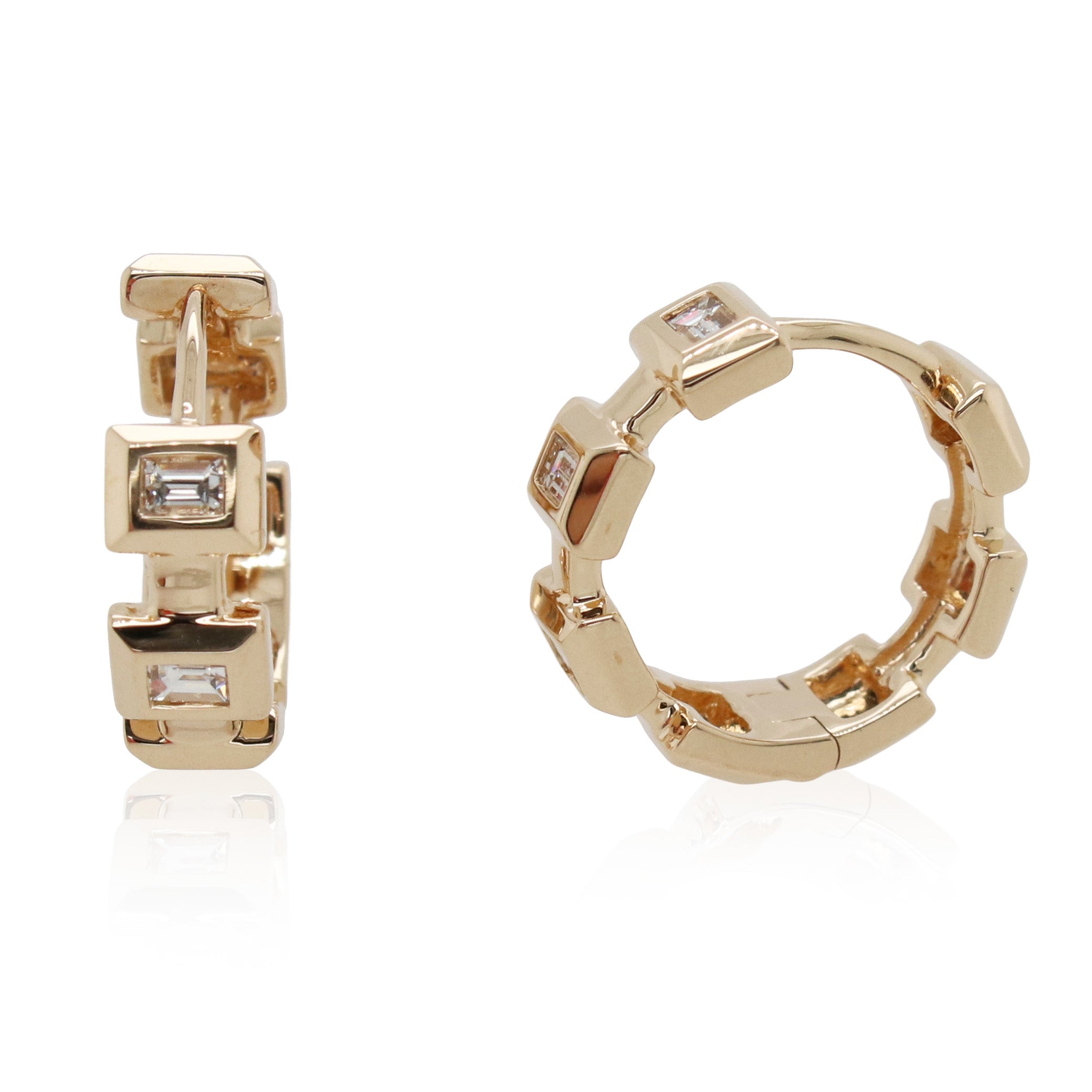 Baguette Diamond Huggie Hoops