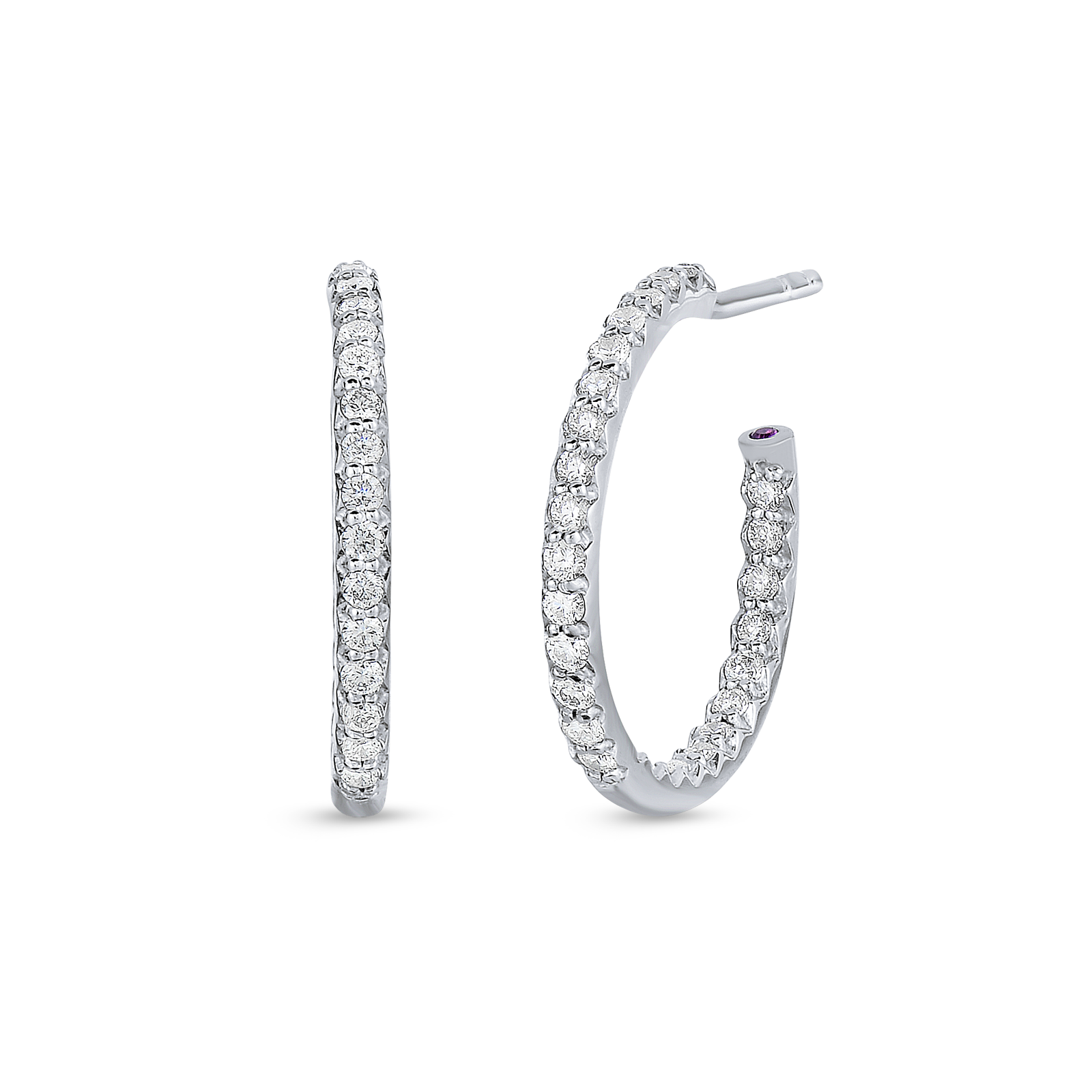 Roberto Coin Small Inside Outside Diamond Hoop Earrings