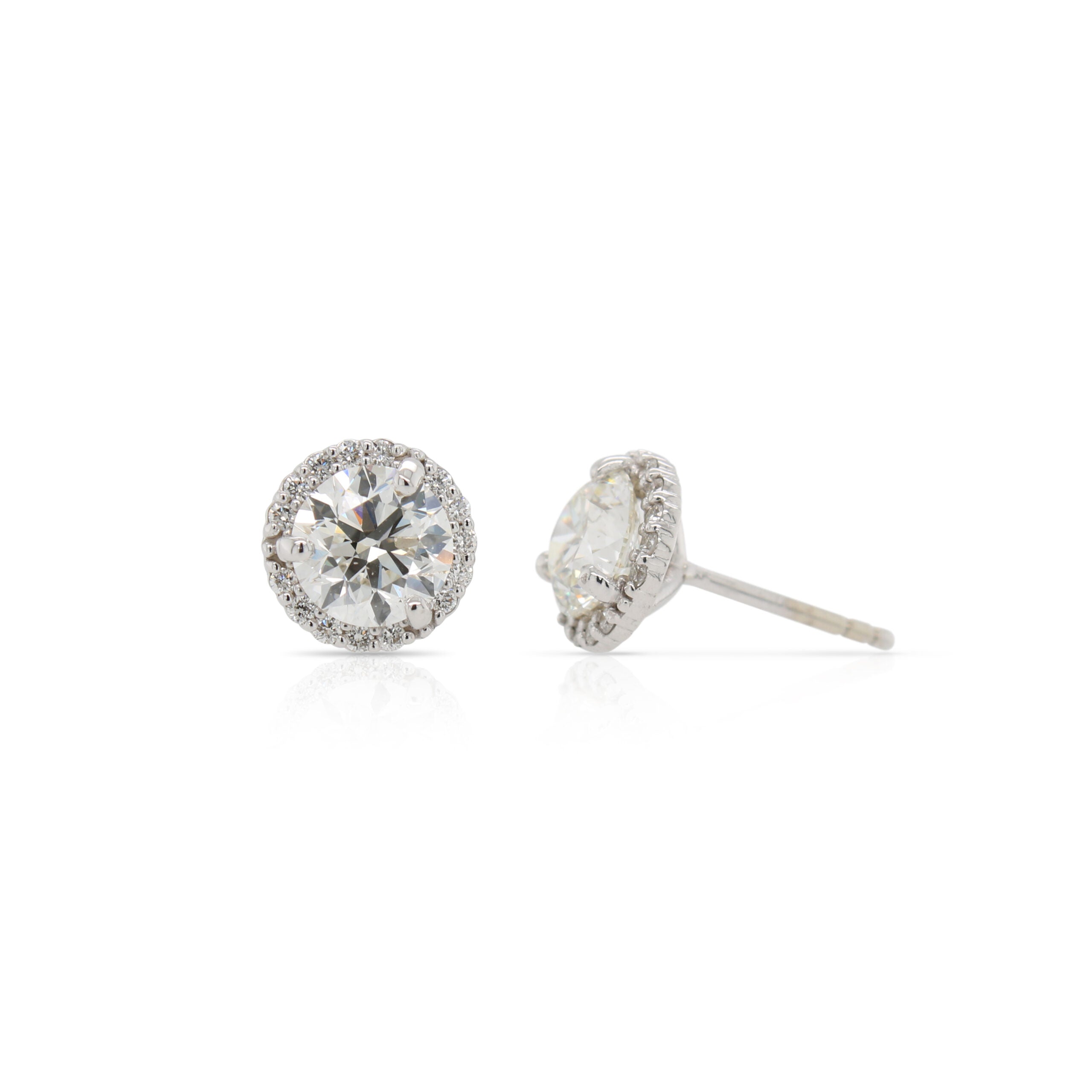 1.71ct Total Weight Diamond Halo Stud Earrings