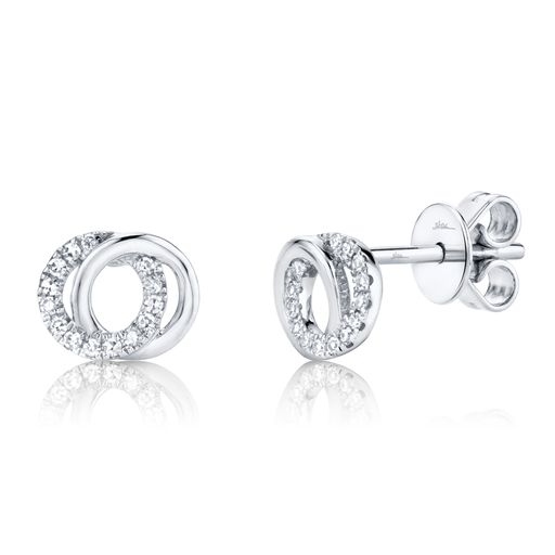 Diamond Love Knot Circle Earrings