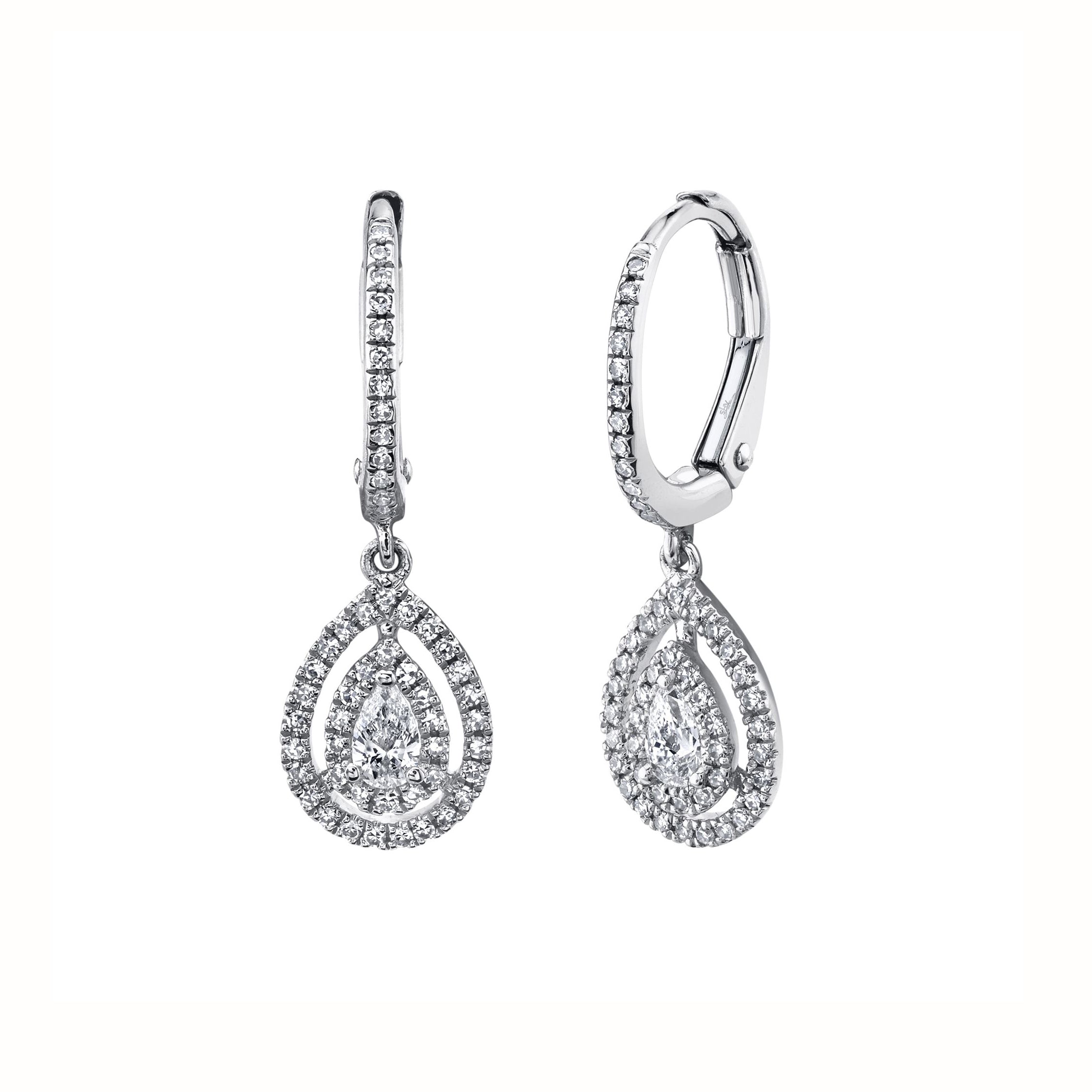 Diamond Pear Drop Earrings