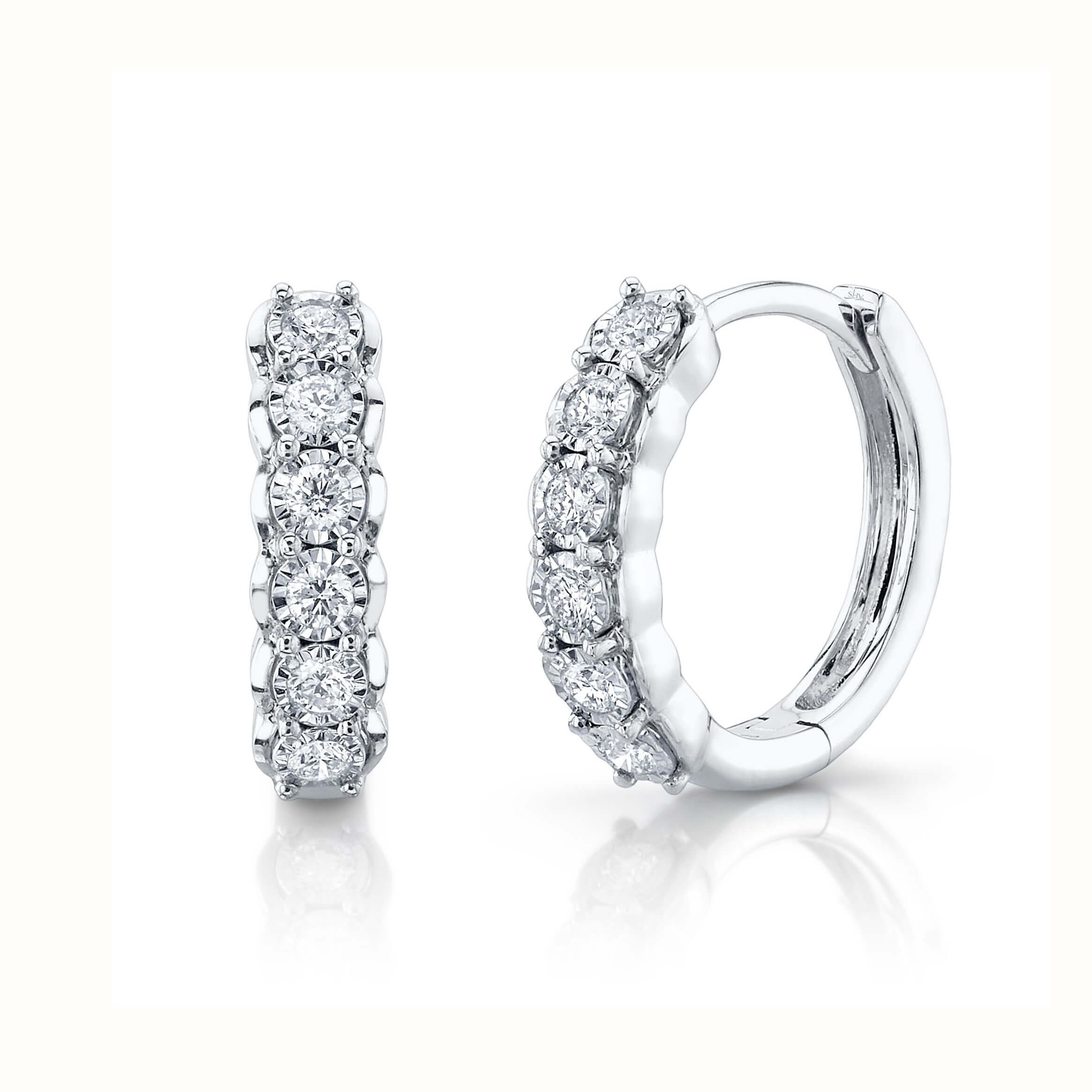 Diamond Huggie Hoop Earrings
