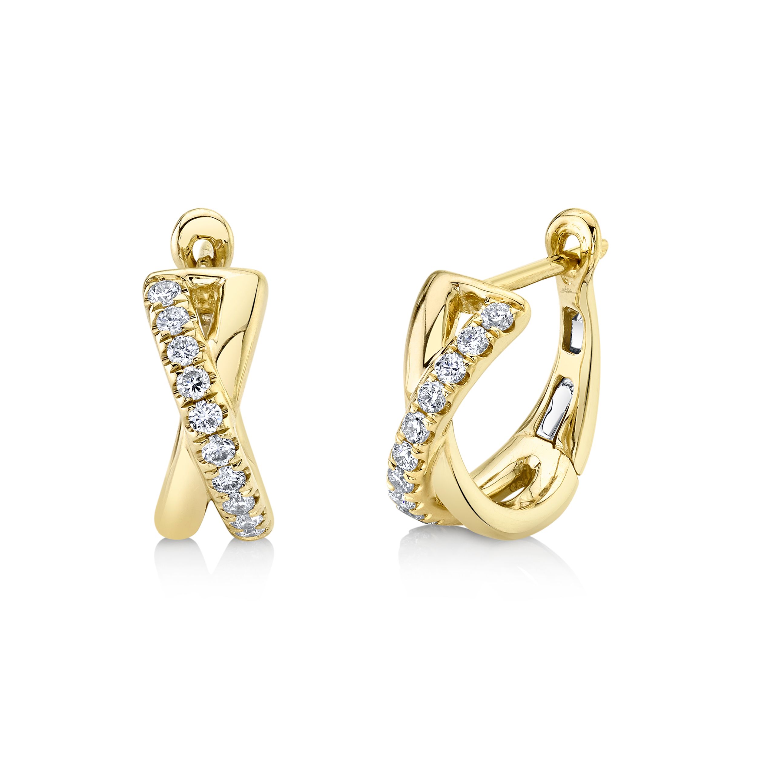 Diamond Criss Cross Huggie Hoop Earrings