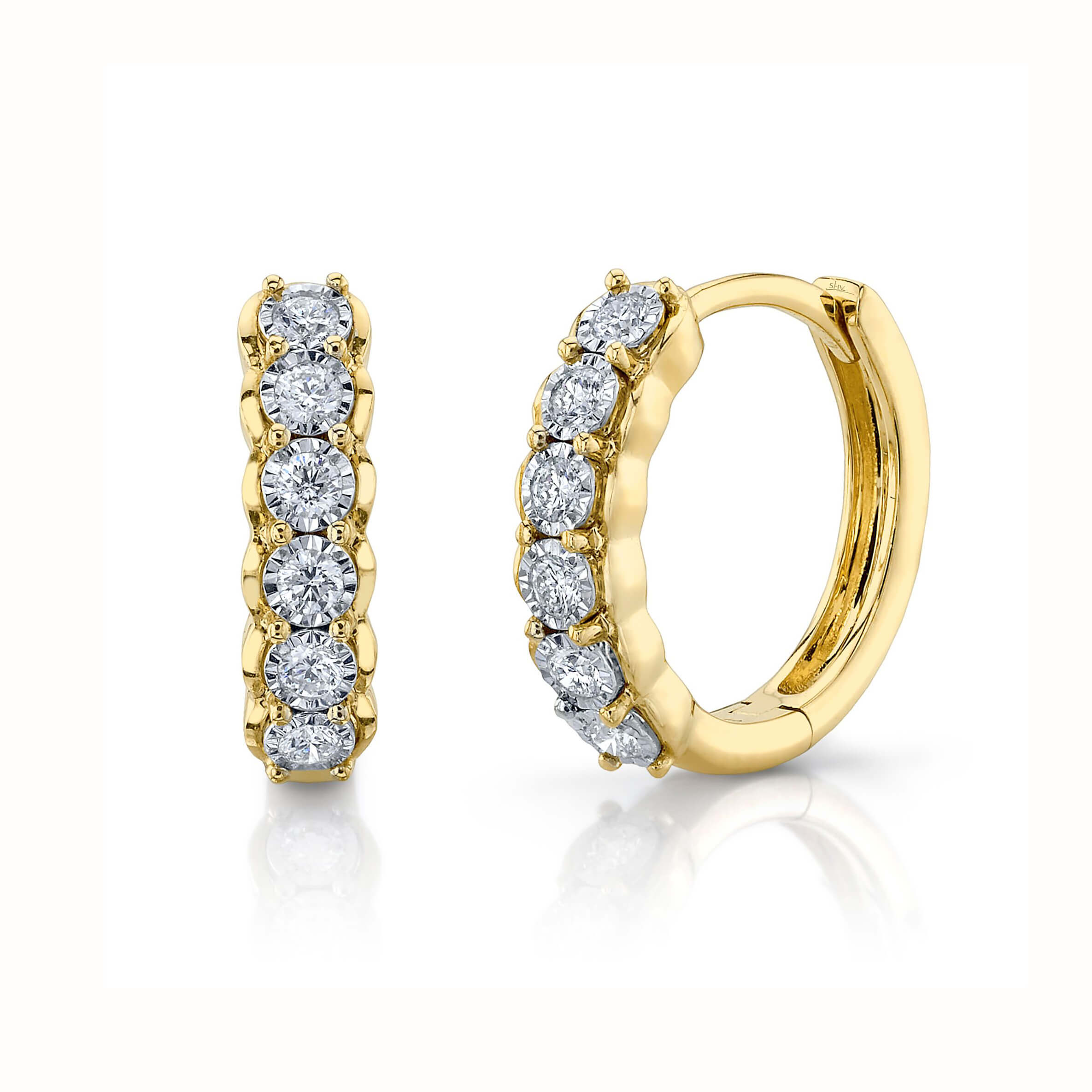 Diamond Huggie Hoop Earrings