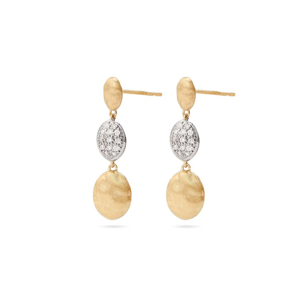 Marco Bicego Siviglia Collection 18K Yellow Gold and Diamond Triple Drop Earrings
