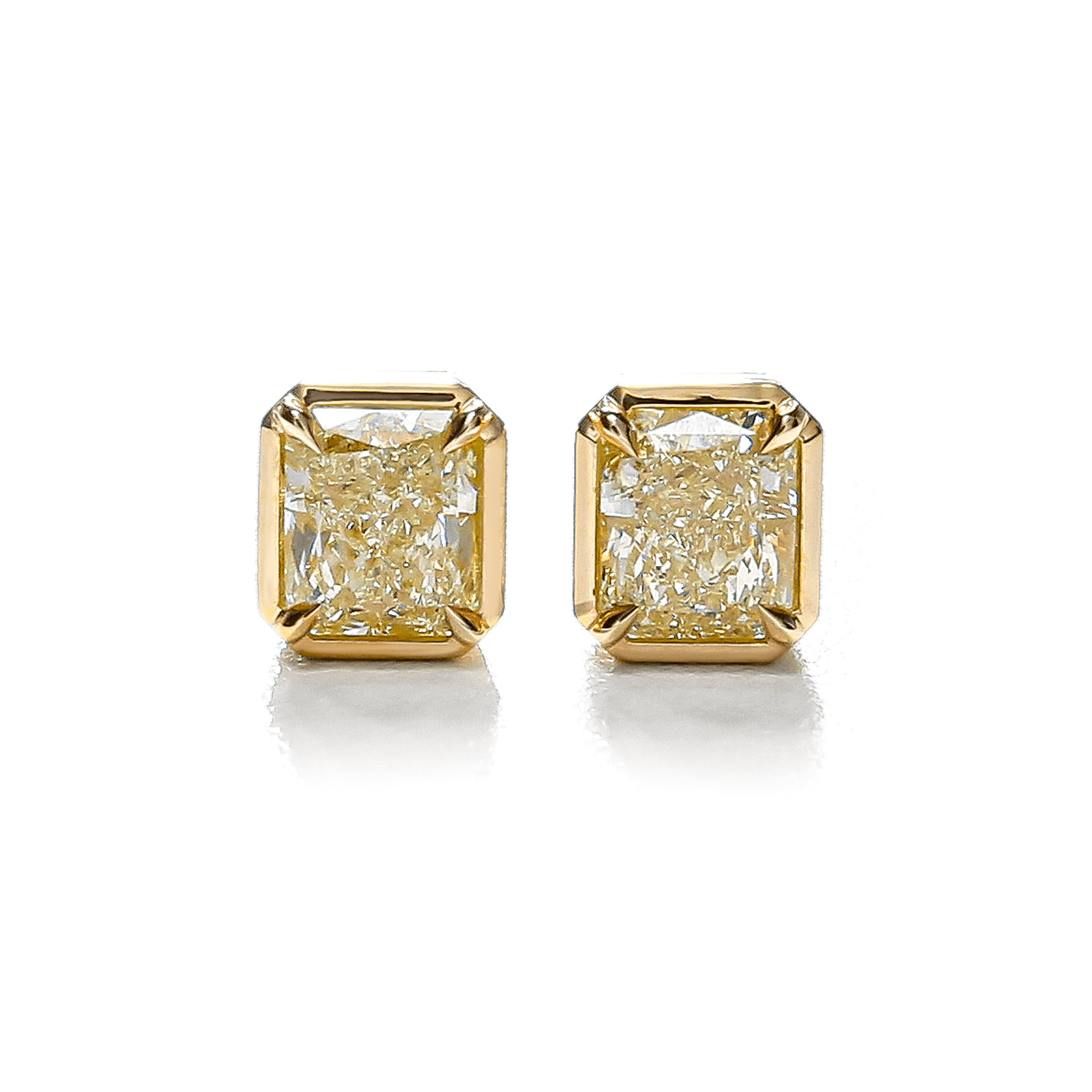 Bezel Set Yellow Diamond Earrings