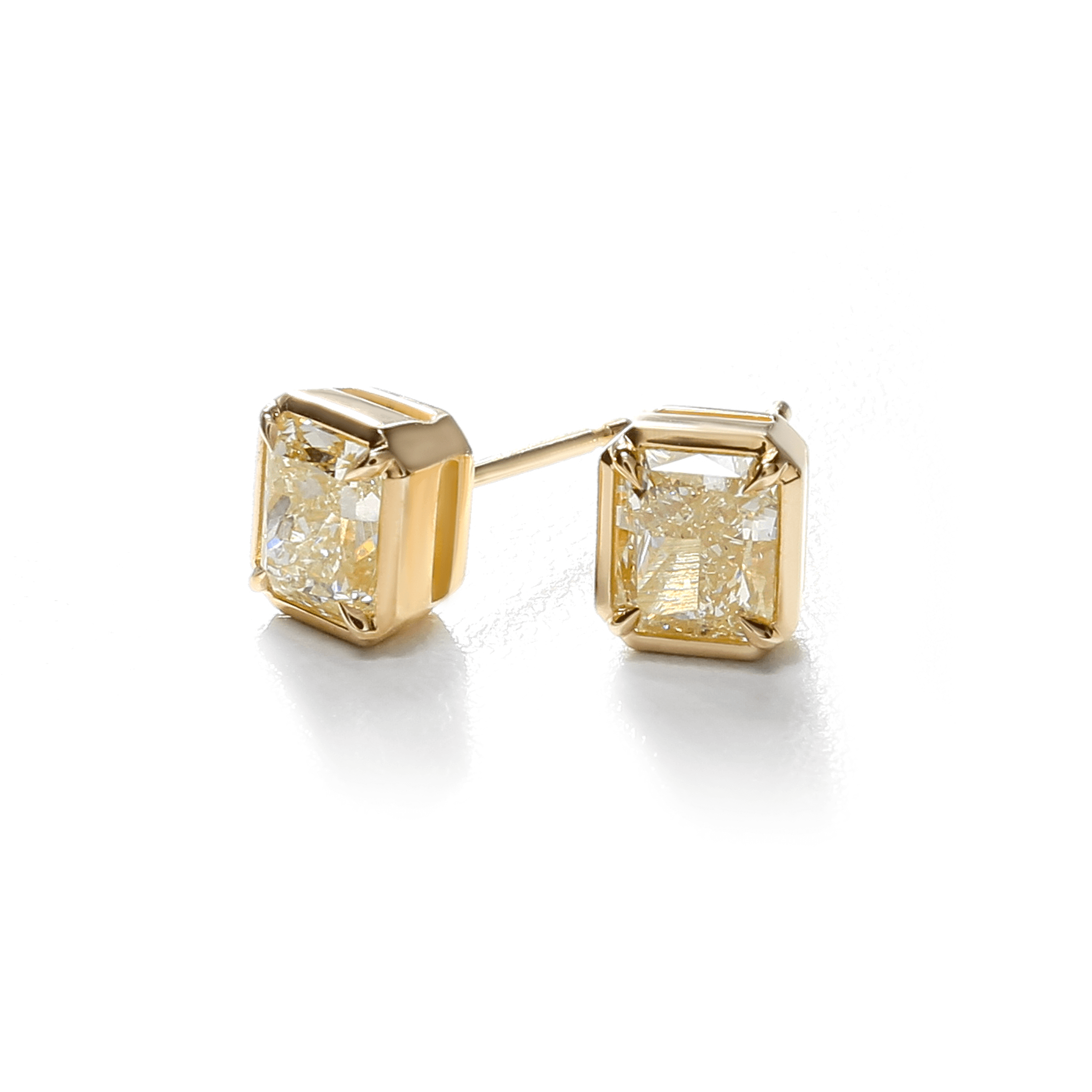 Bezel Set Yellow Diamond Earrings