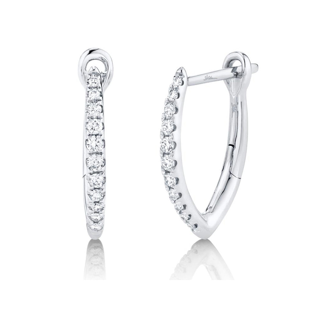 White Gold Diamond Huggie Hoops