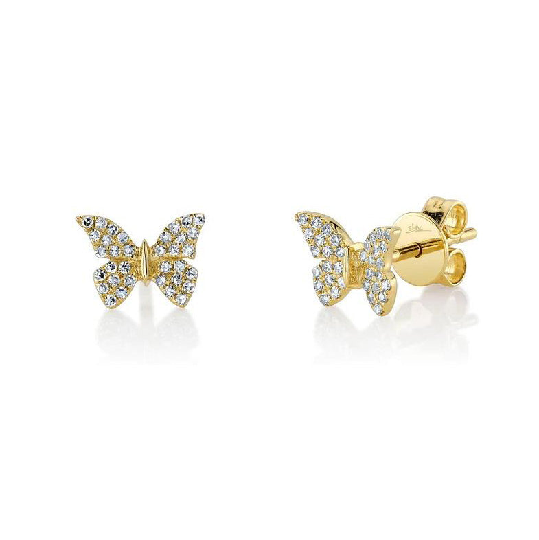 Diamond Butterfly Stud Earrings