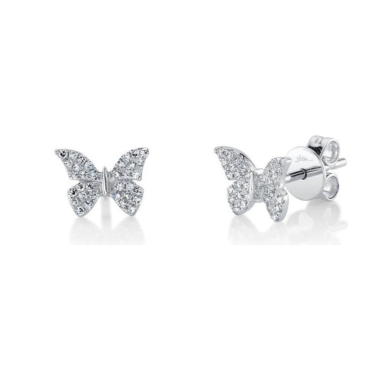 White Gold Diamond Butterfly Studs