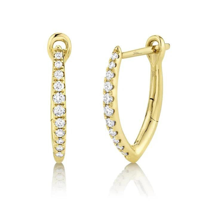 Yellow Gold Dimond Huggy Hoop Earrings