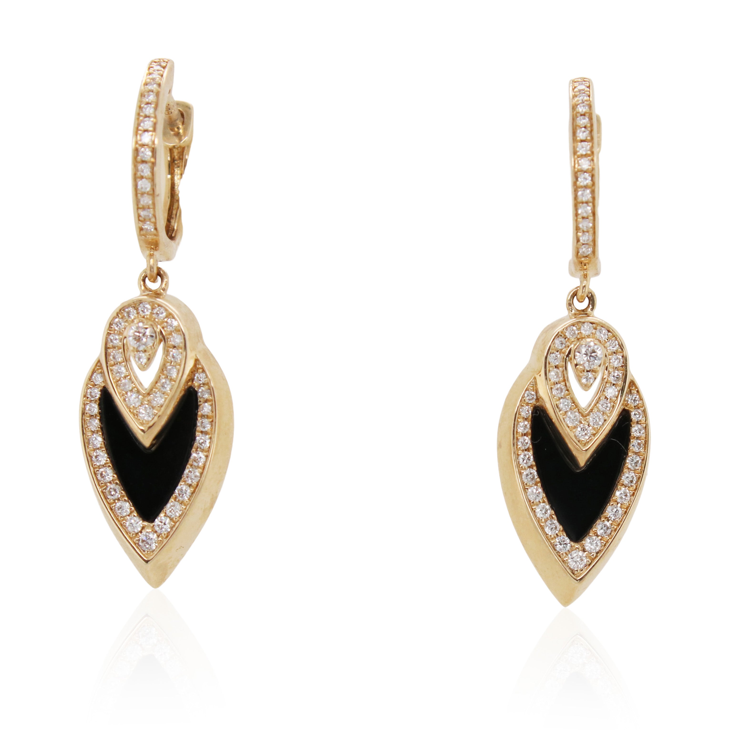 Black Onyx and Diamond Drop Earrings