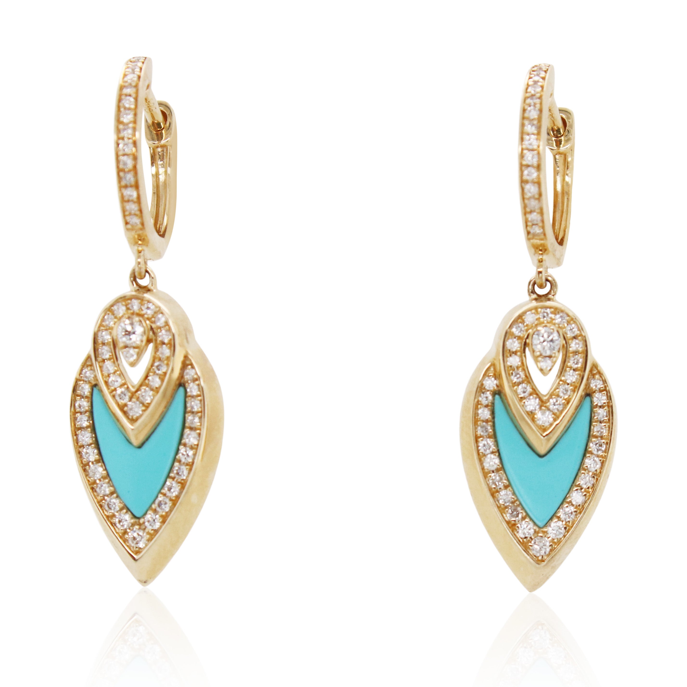 Turquoise and Diamond Drop Earrings