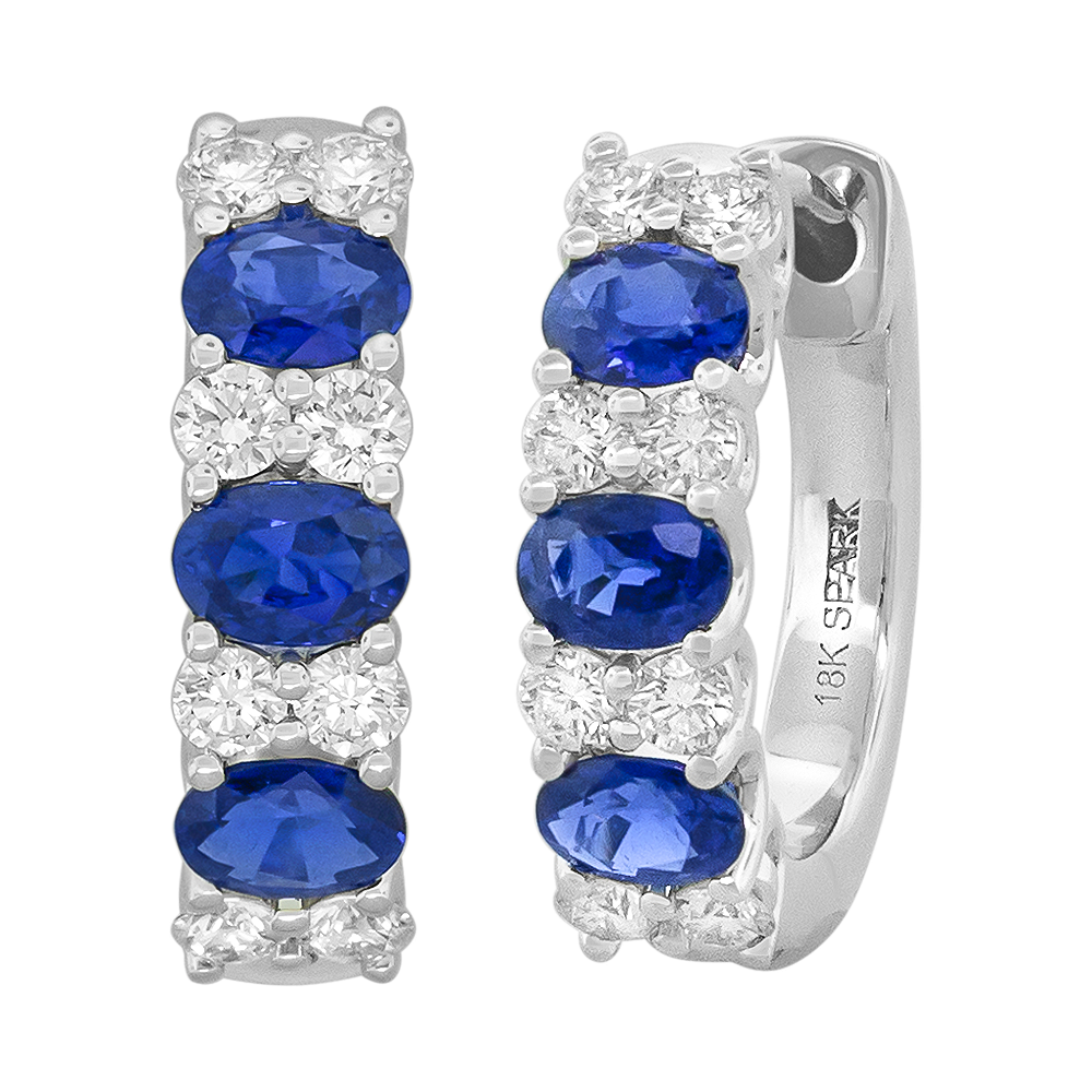 Sapphire and Diamond Huggy Hoops