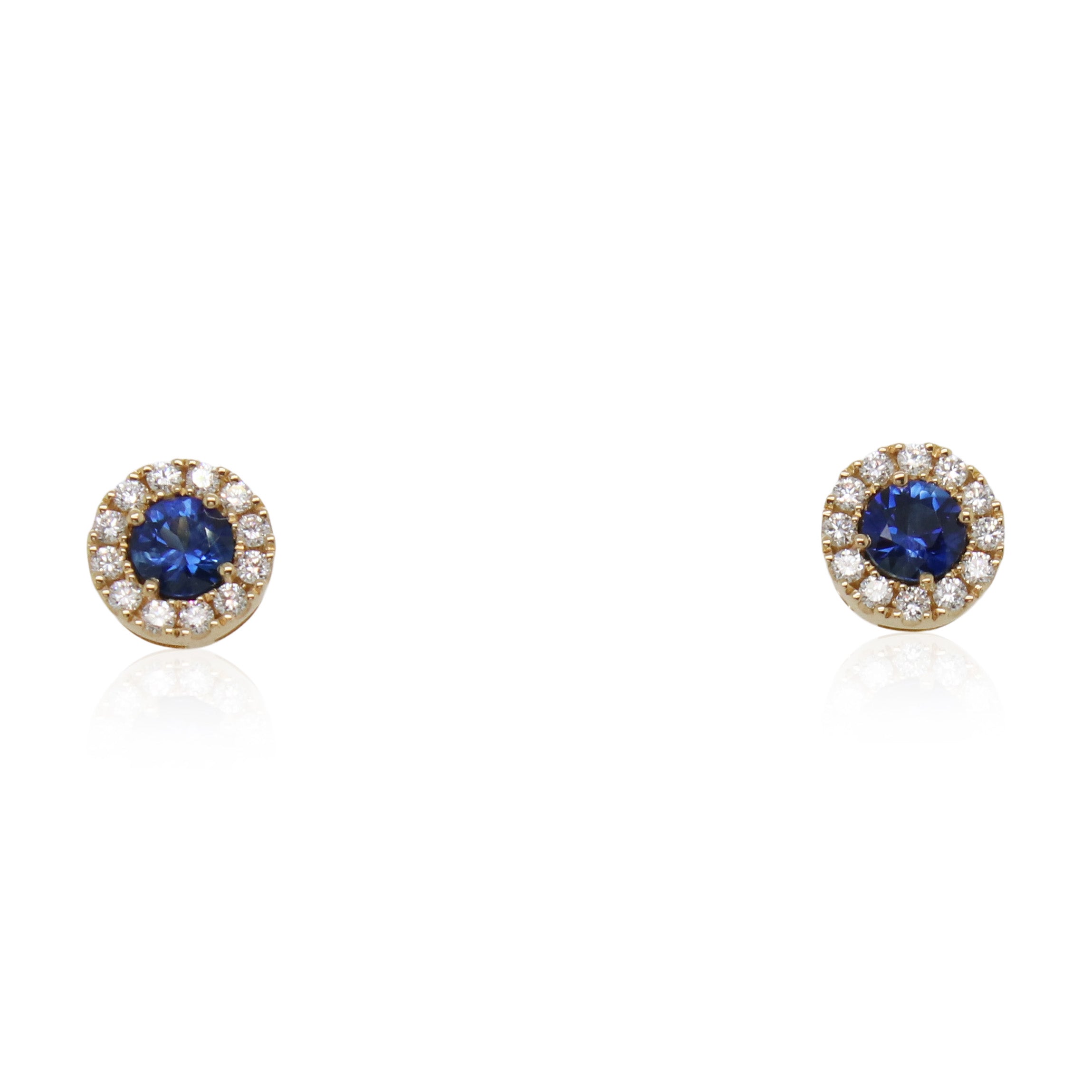 Sapphire and Halo Diamond Studs