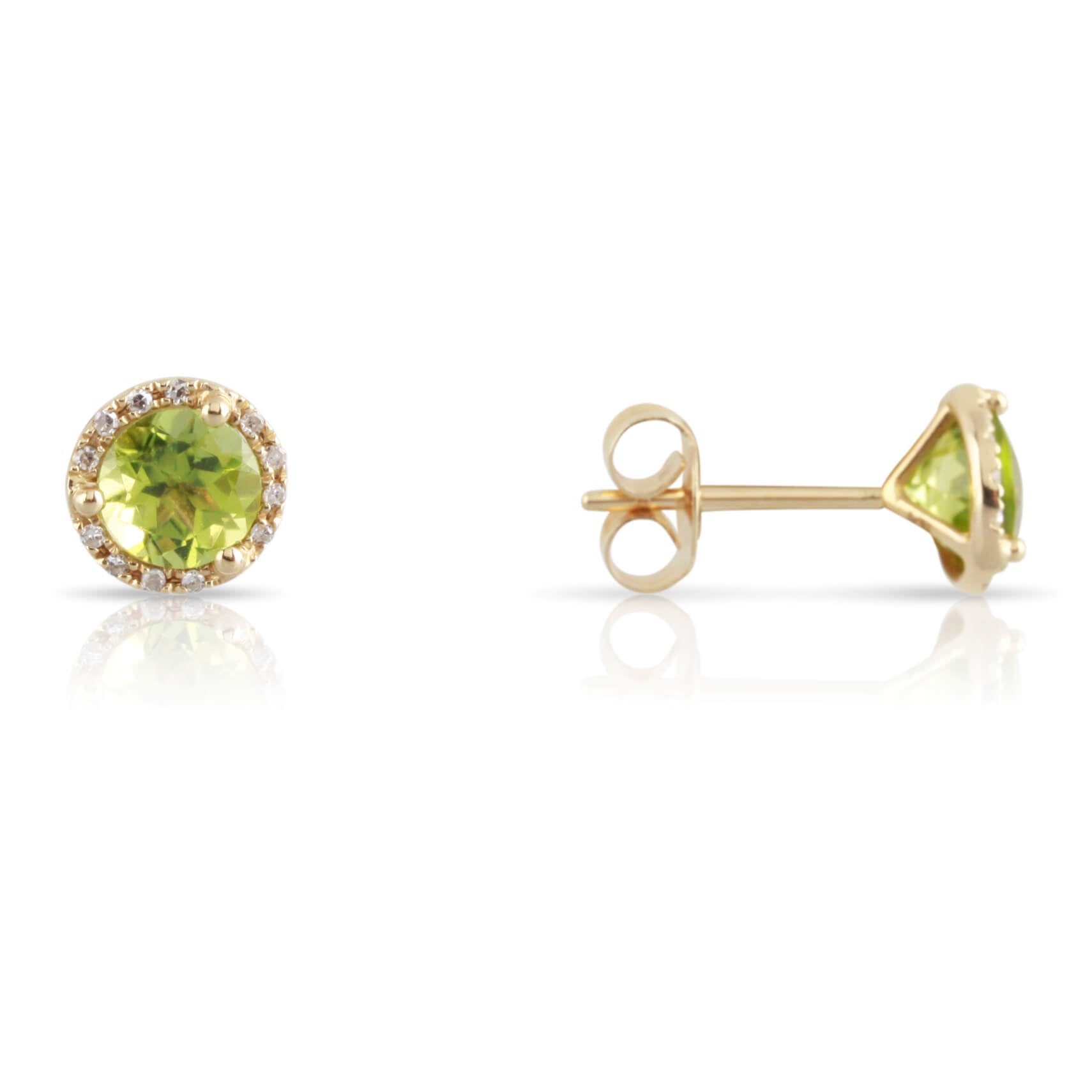 Peridot Halo Stud Earrings