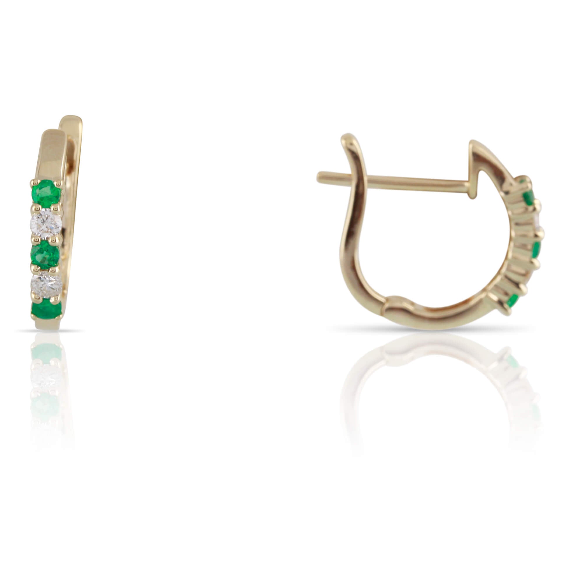 Emerald and Diamond Hoop Earrings