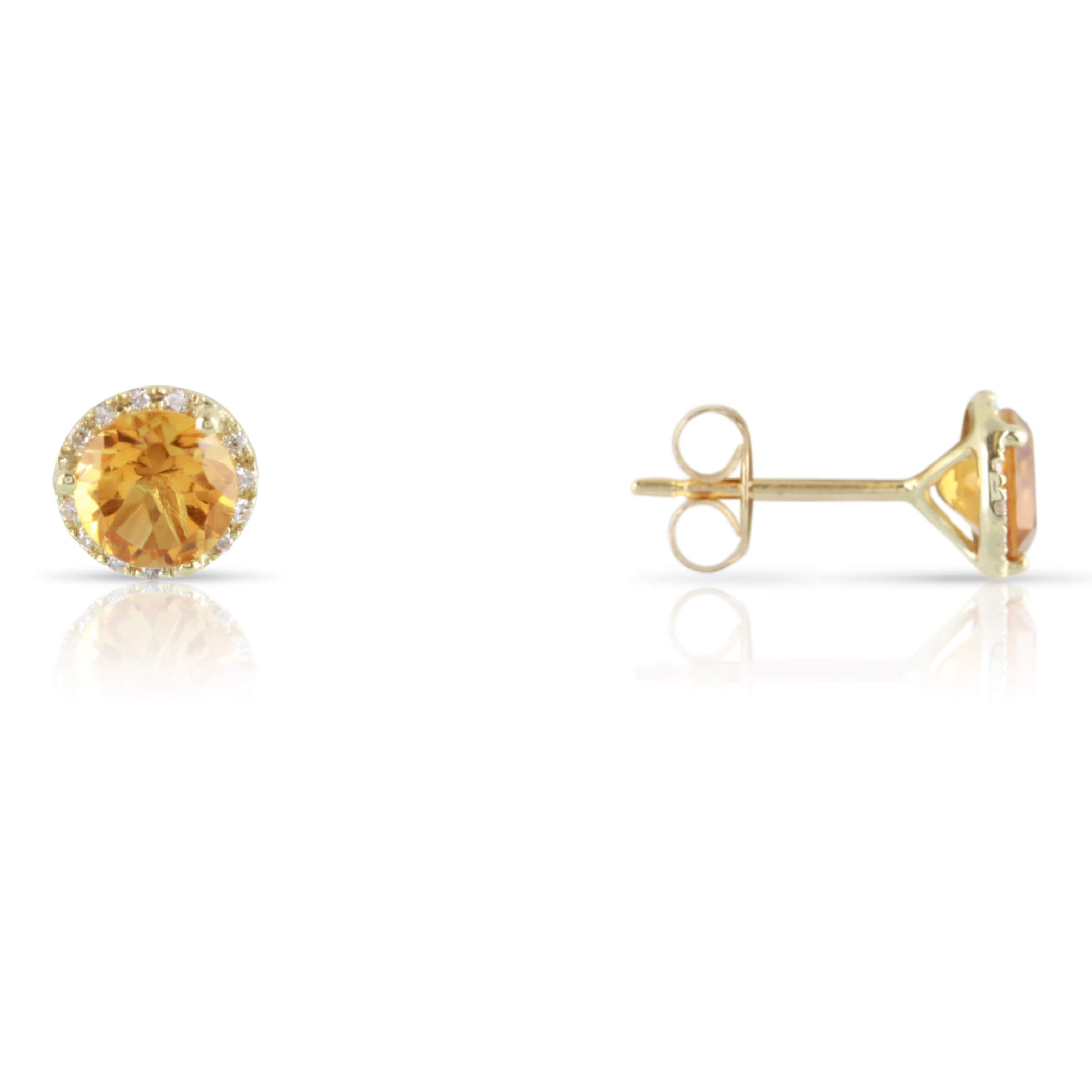 Citrine Halo Stud Earrings