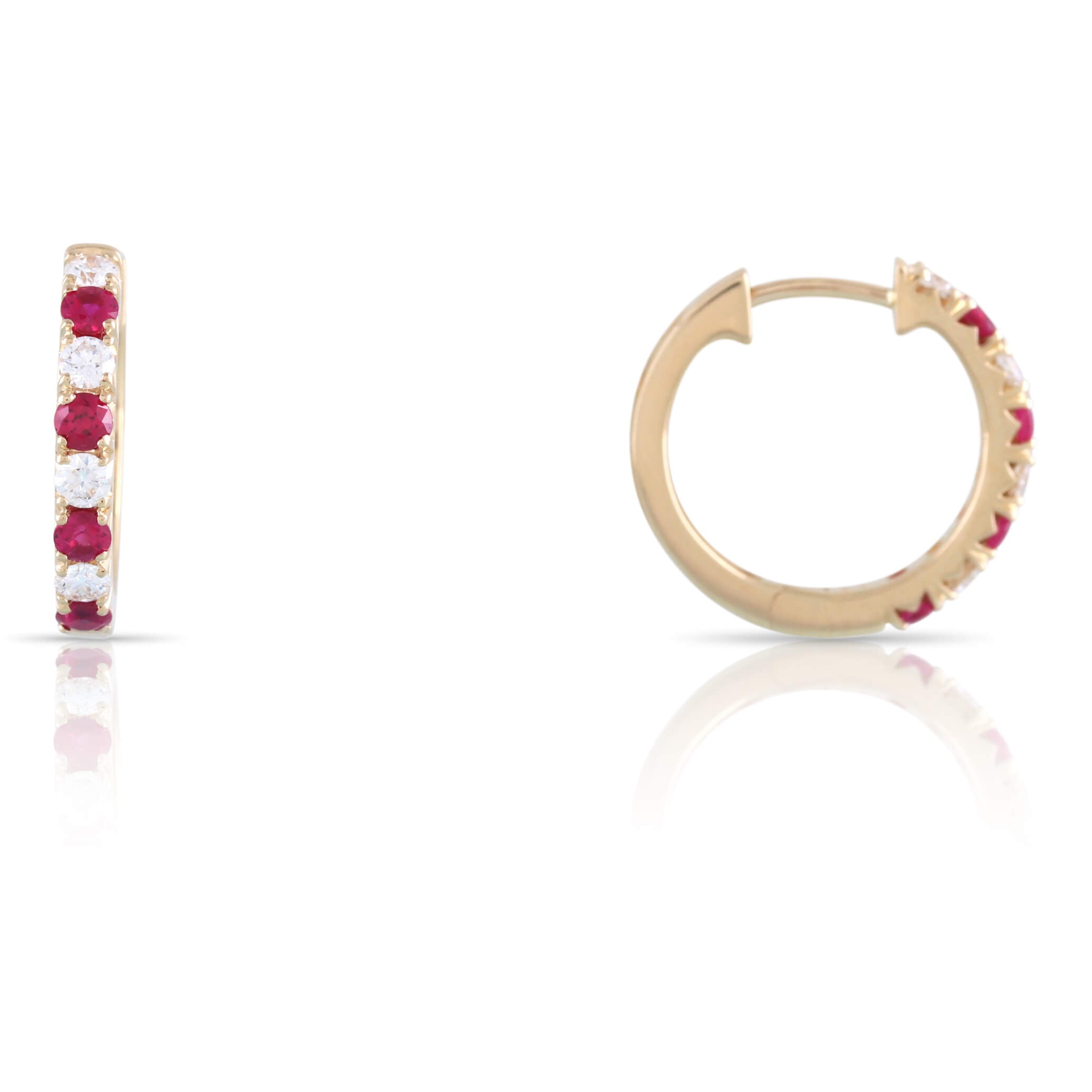 Ruby and Diamond Hoop Earrings