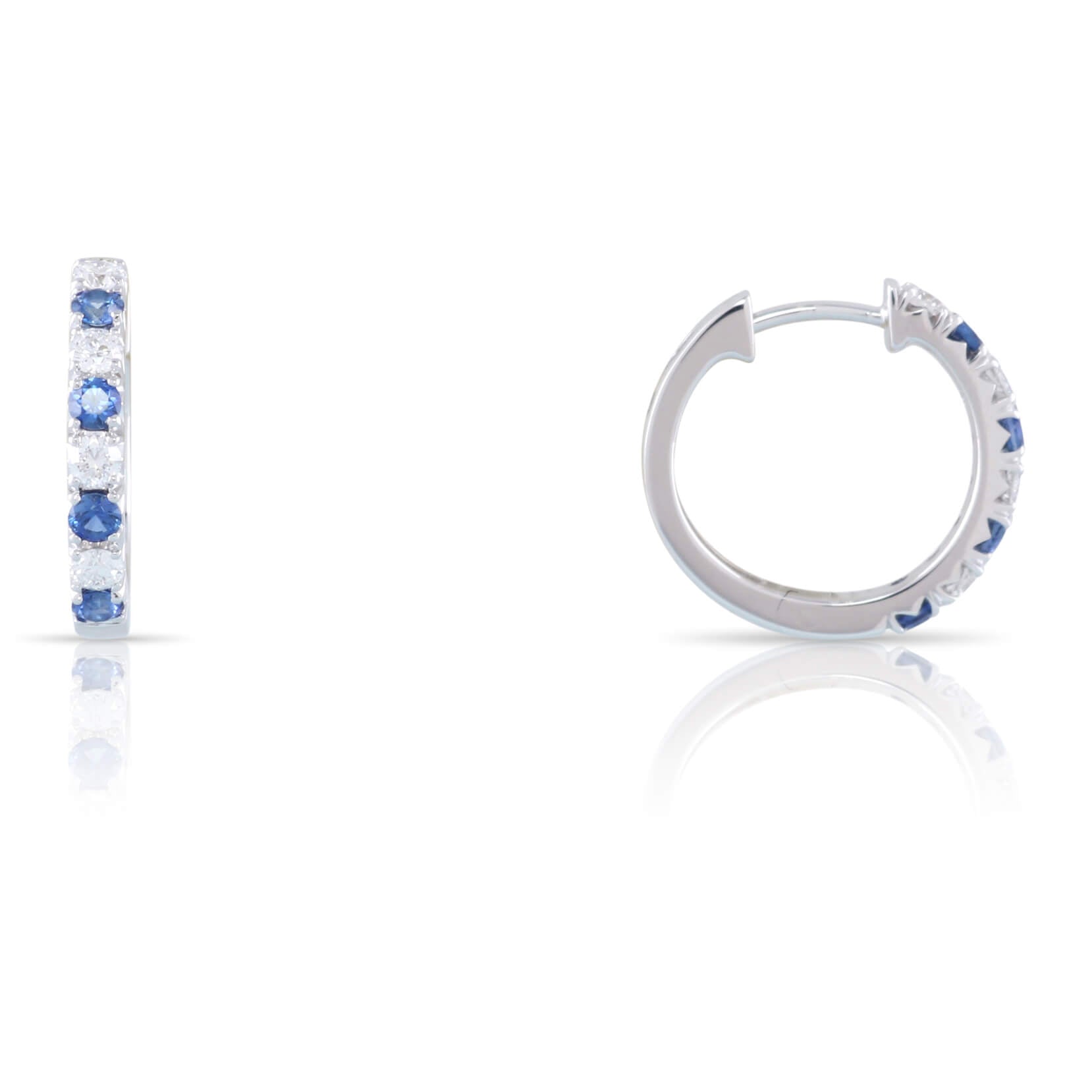 Sapphire and Diamond Hoop Earrings