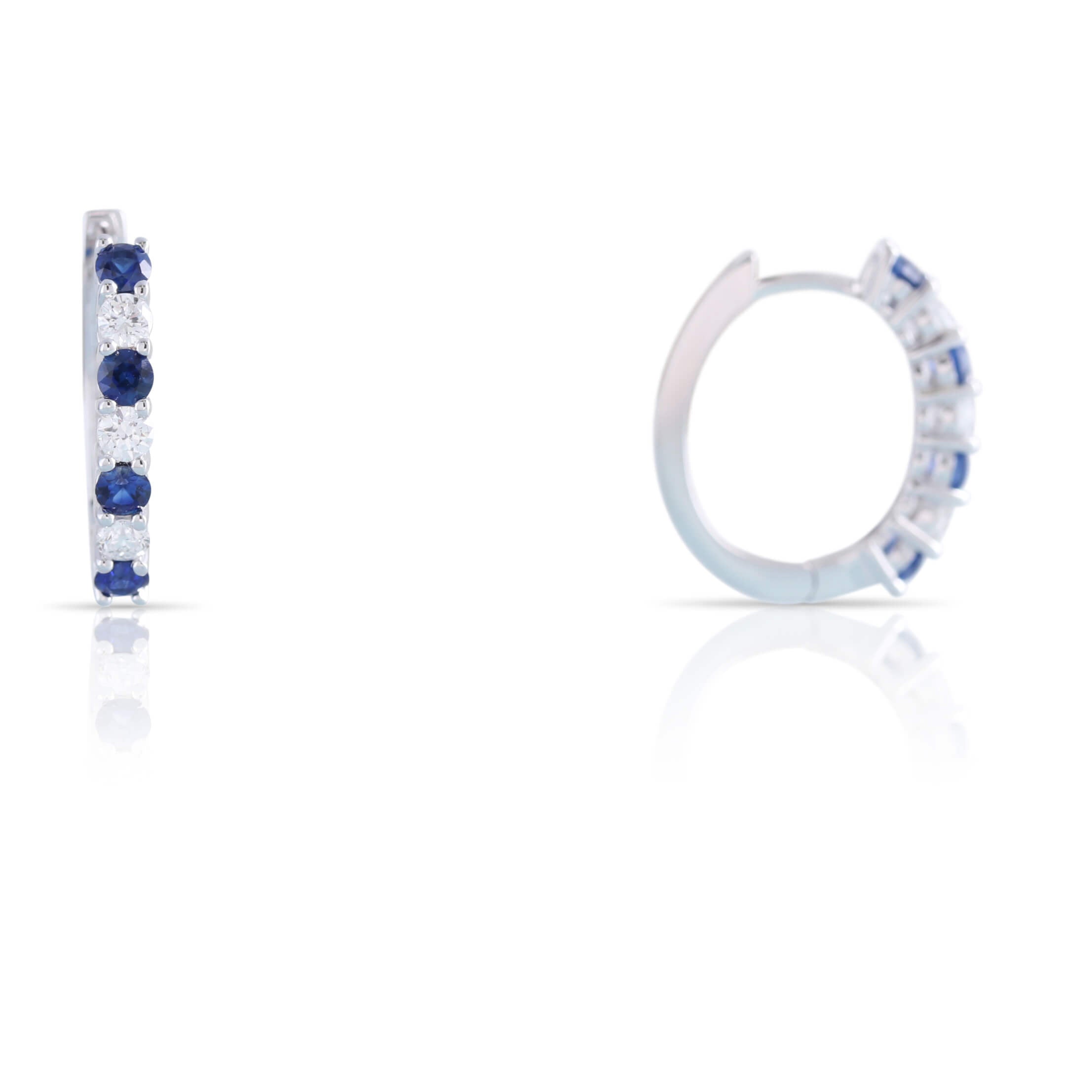 Sapphire and Diamond Hoop Earrings