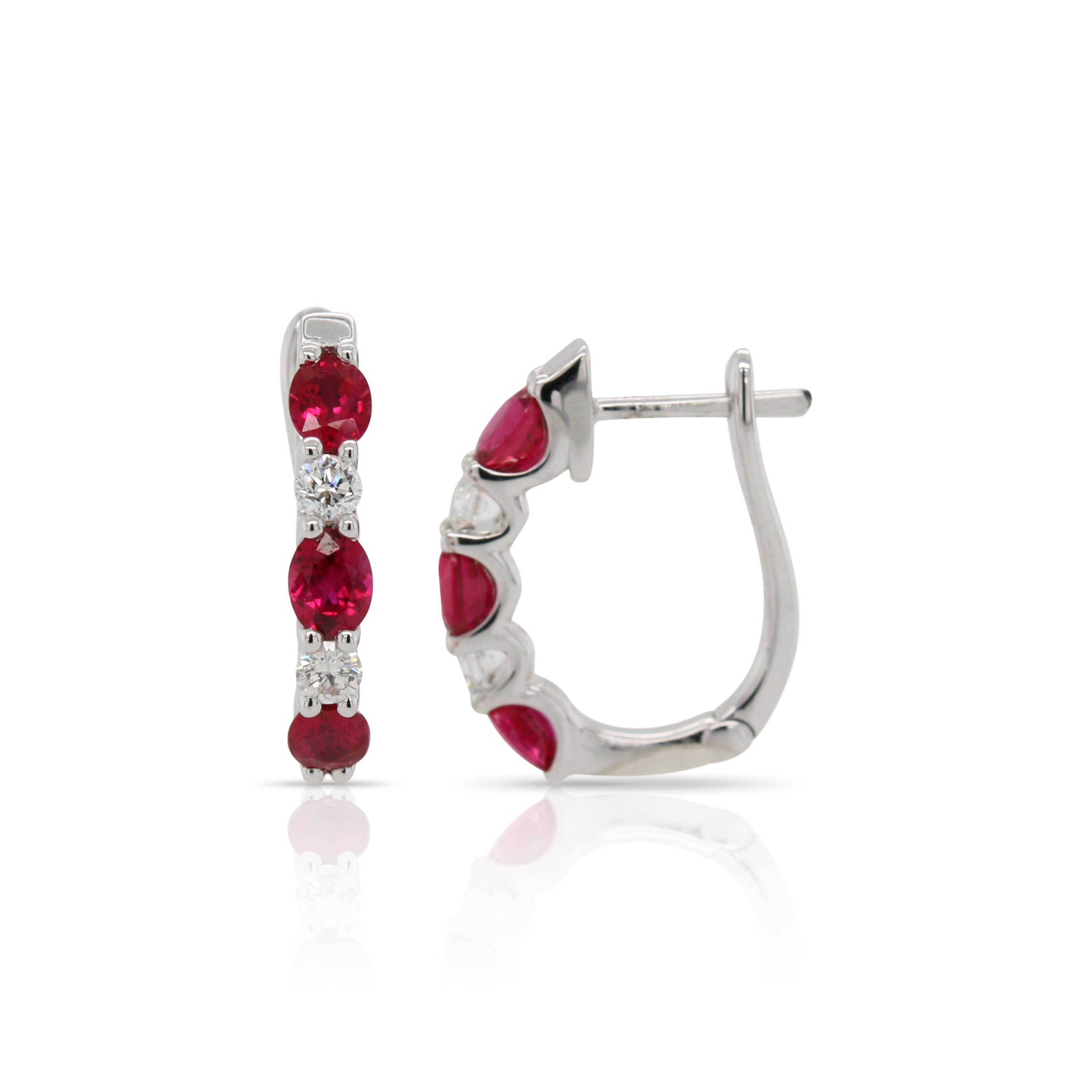 Ruby and Diamond Hoop Earrings