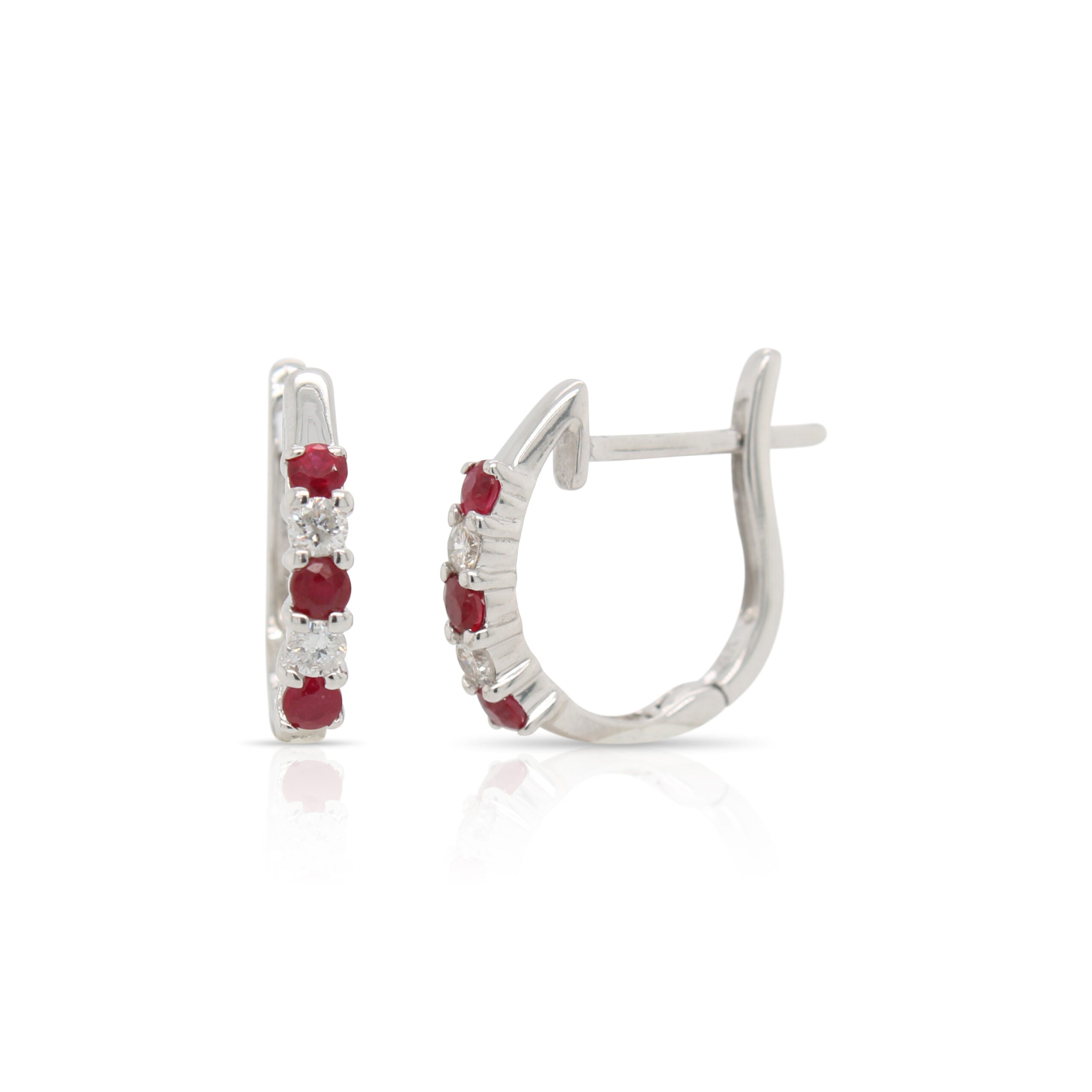 Ruby and Diamond Hoop Earrings