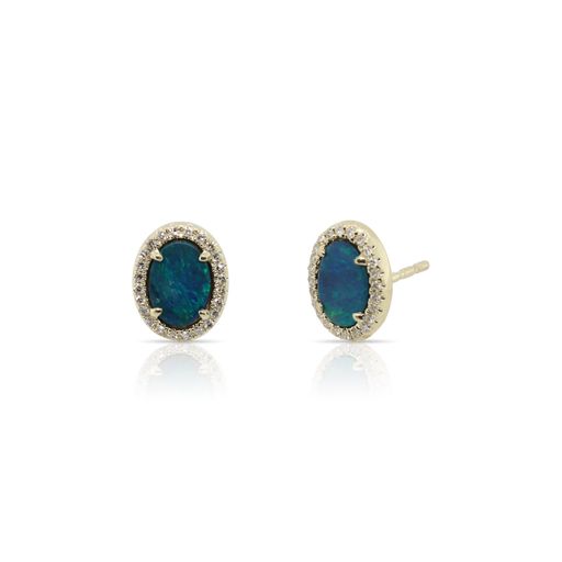 Australian Opal and Diamond Earrings