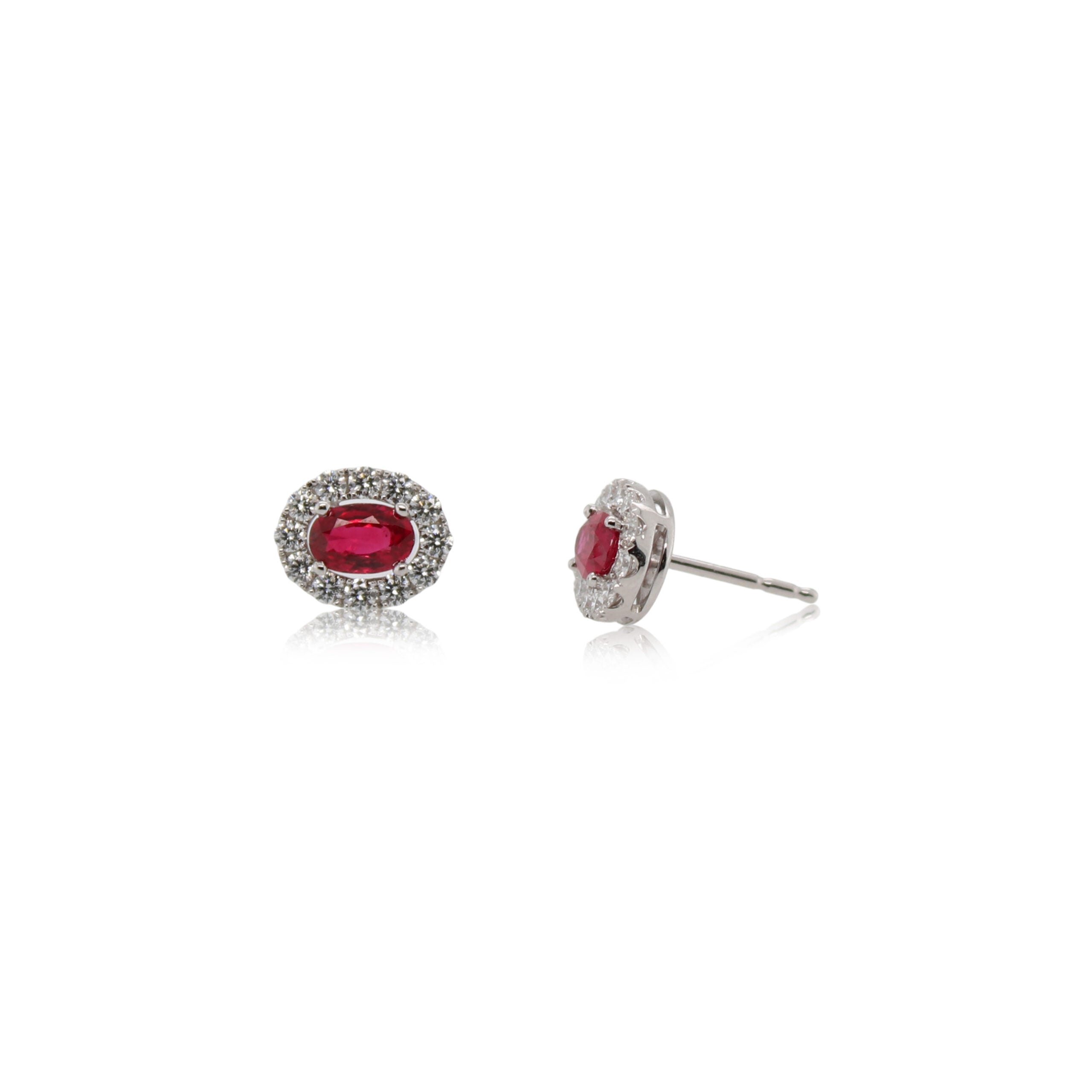 Ruby and Diamond White Gold Earrings