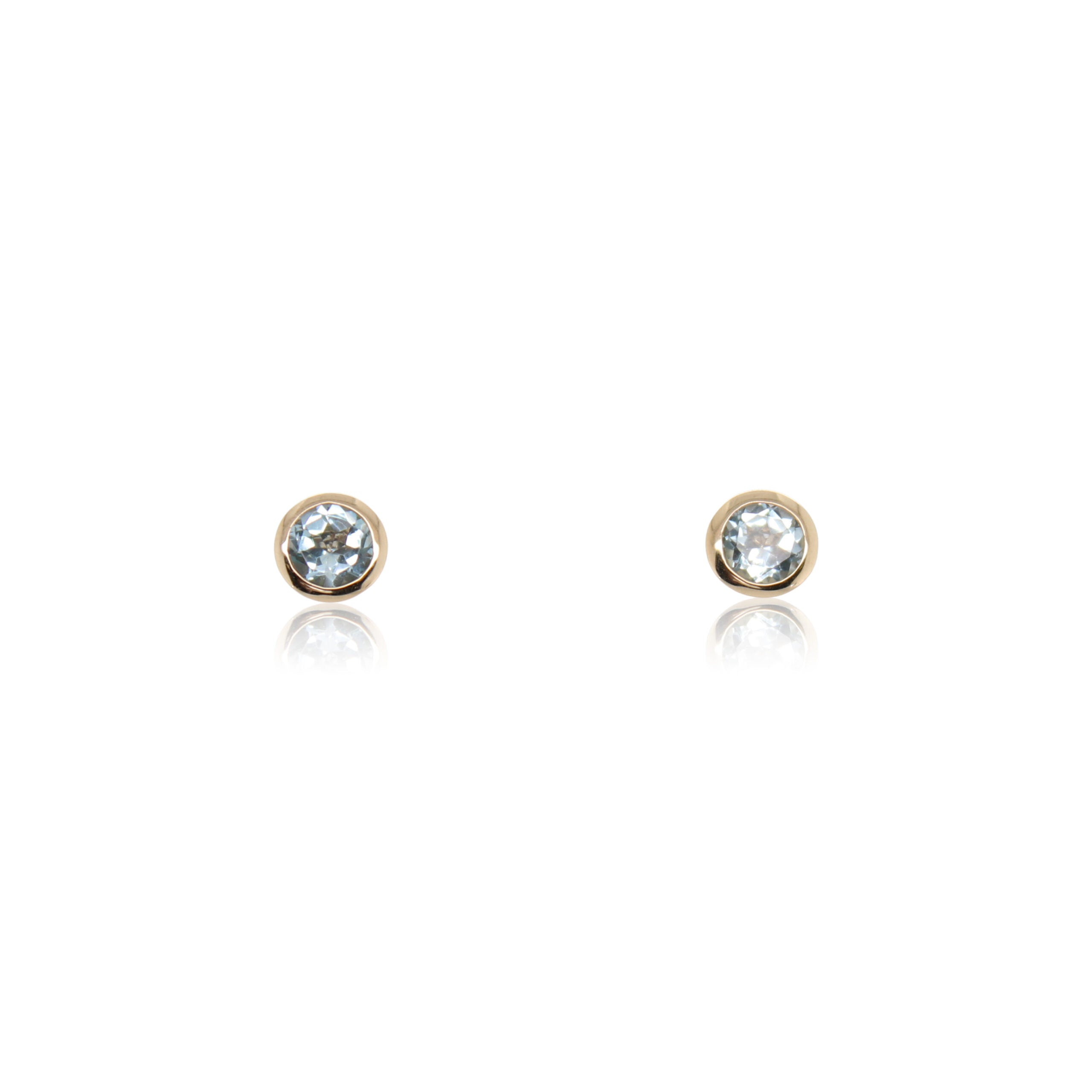 Light Blue Topaz Bezel Set Stud Earrings