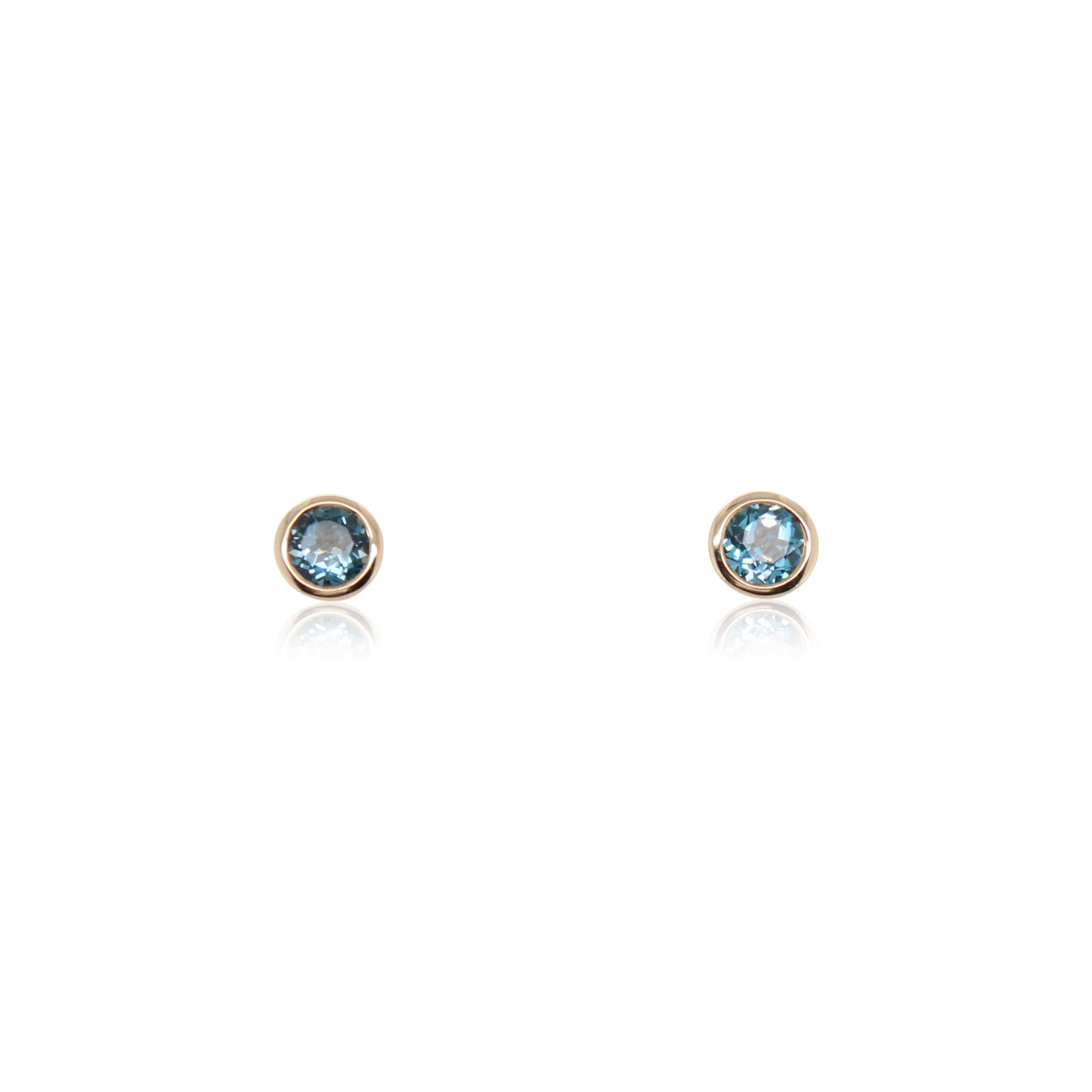 London Blue Topaz Bezel Set Stud Earrings